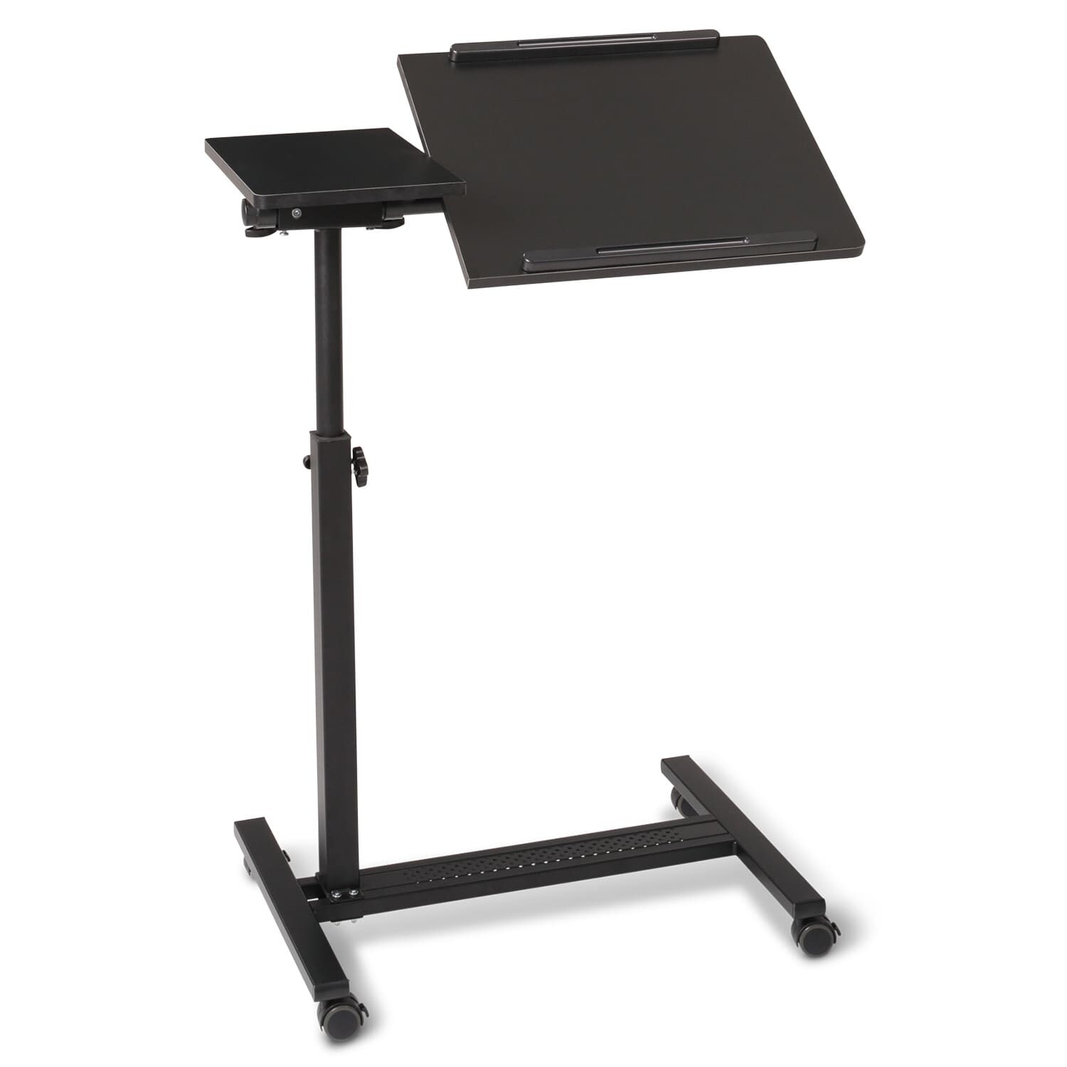Bett- und Beistelltisch, höhenverstellbar 73-118 cm, mit Rollen, schwarz