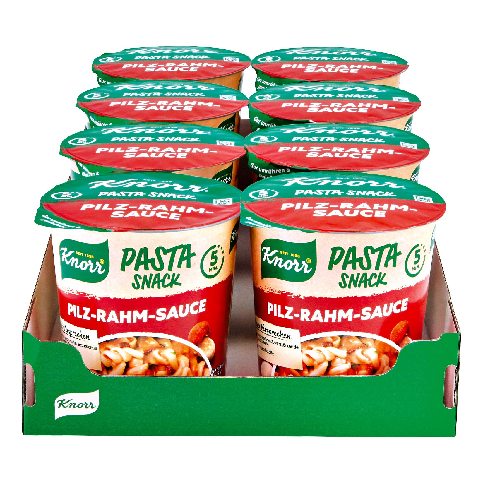 Knorr, Snack Becher Pasta in Pilz-Rahm-Sauce 63 g, 8er Pack