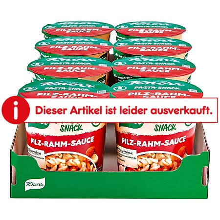 Knorr, Snack Becher Pasta in Pilz-Rahm-Sauce 63 g, 8er Pack - Bild 1