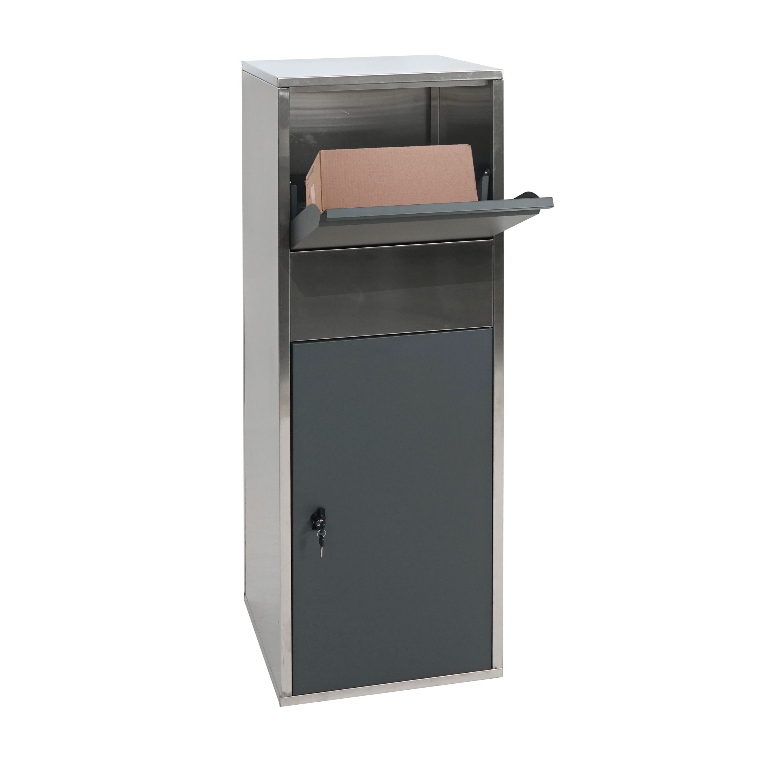 Paketkasten MCW-G80, Paketbox Standbriefkasten Paketbriefkasten Gr&ouml;&szlig;e XL ~ Edelstahl anthrazit - Bild 1