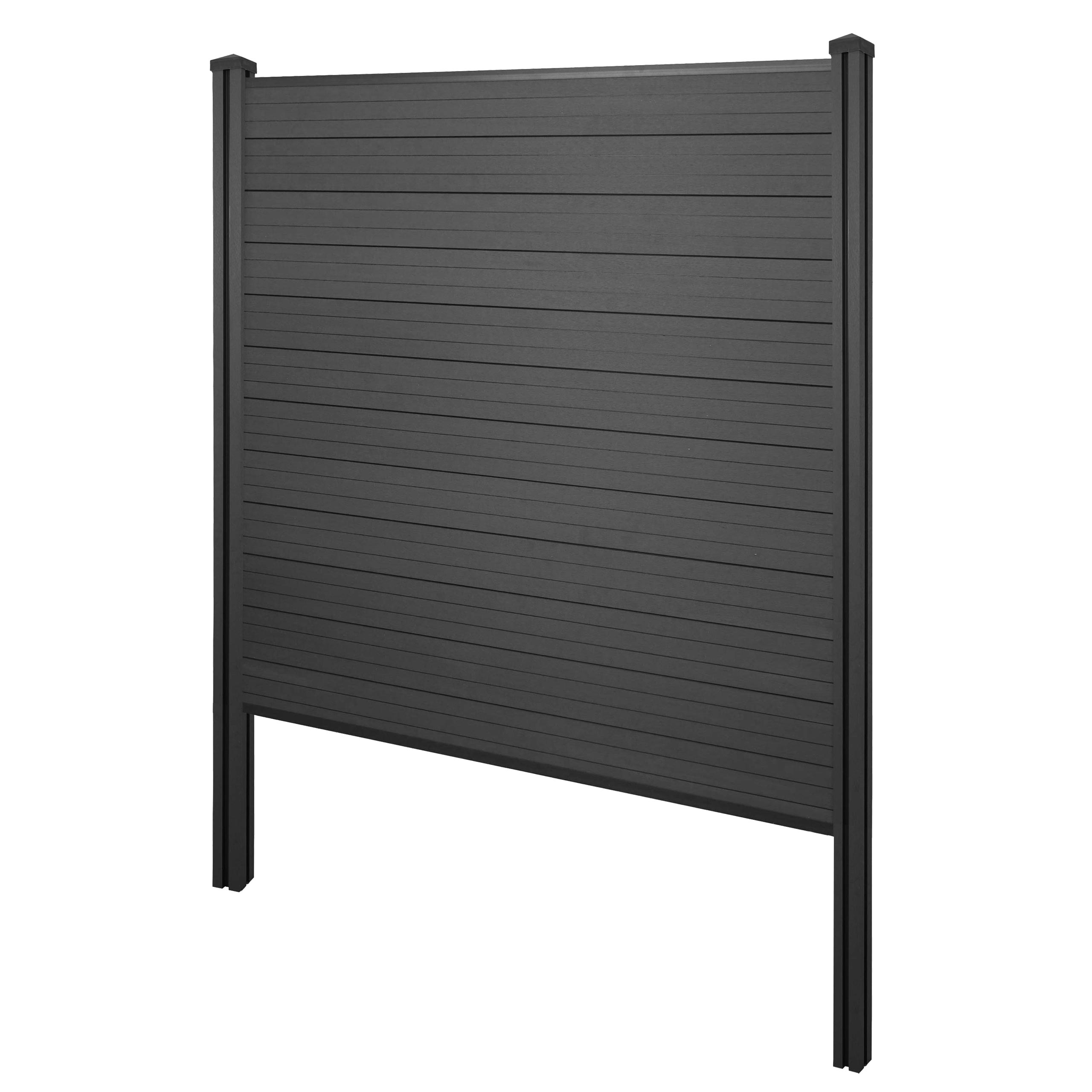 WPC-Sichtschutz Savoie, Windschutz Zaun, WPC-Pfosten zum Einbetonieren ~ Basiselement, 195cm anthrazit - Bild 1