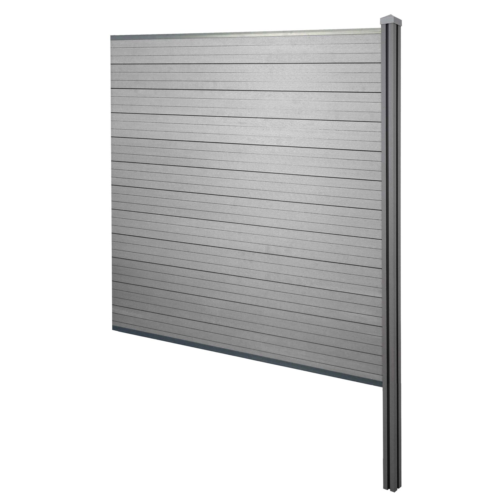 WPC-Sichtschutz Savoie, Windschutz Zaun, WPC-Pfosten zum Einbetonieren ~ Erweiterungselement, 188cm grau