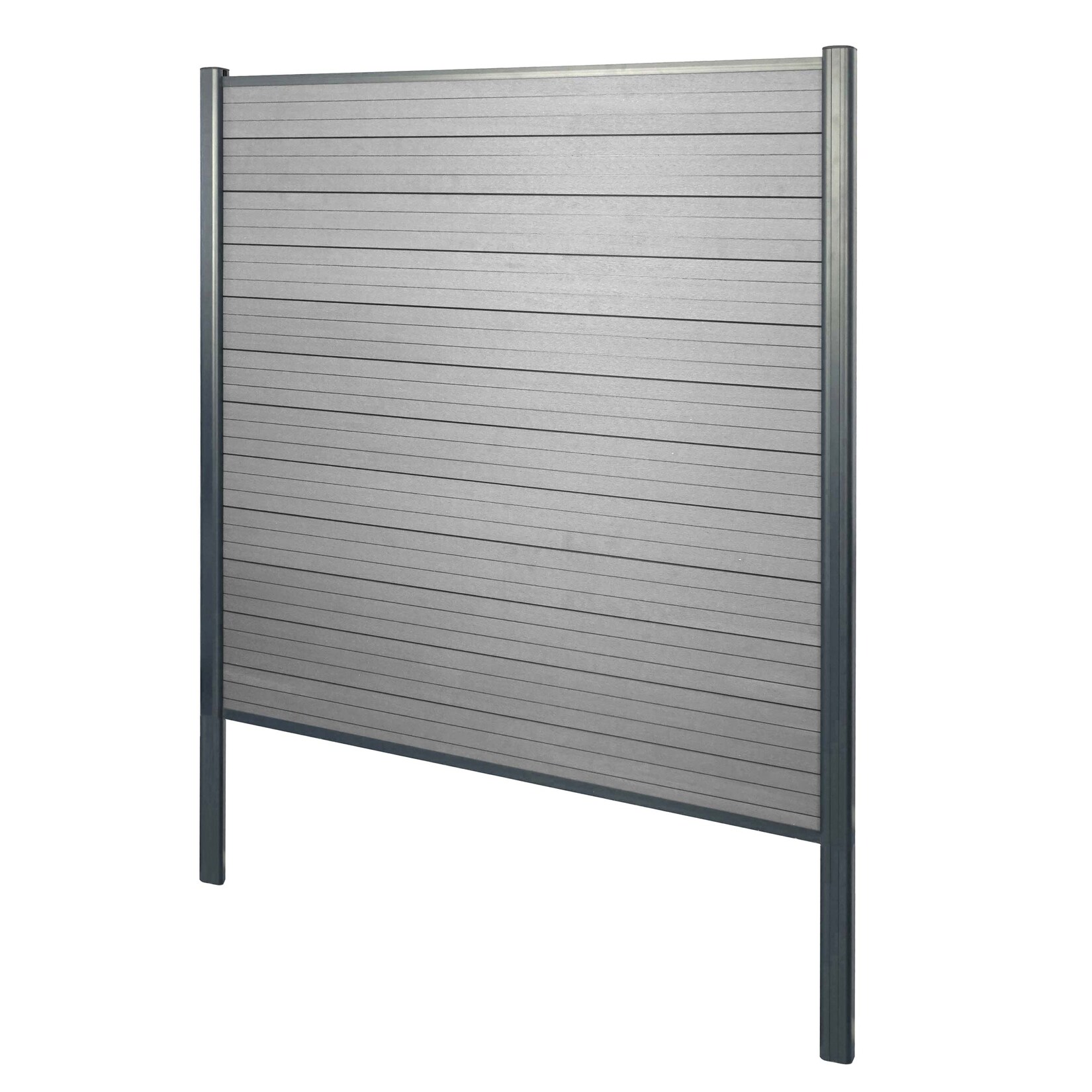 WPC-Sichtschutz Savoie, Windschutz Zaun, Alu-Pfosten zum Einbetonieren ~ Basiselement, 190cm grau