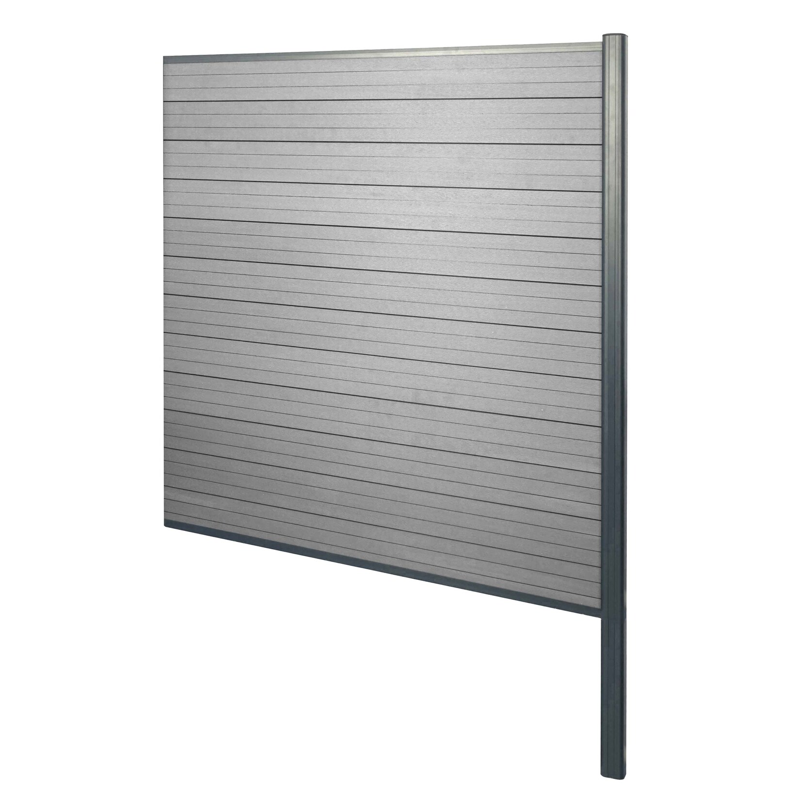 WPC-Sichtschutz Savoie, Windschutz Zaun, Alu-Pfosten zum Einbetonieren ~ Erweiterungselement, 185cm grau