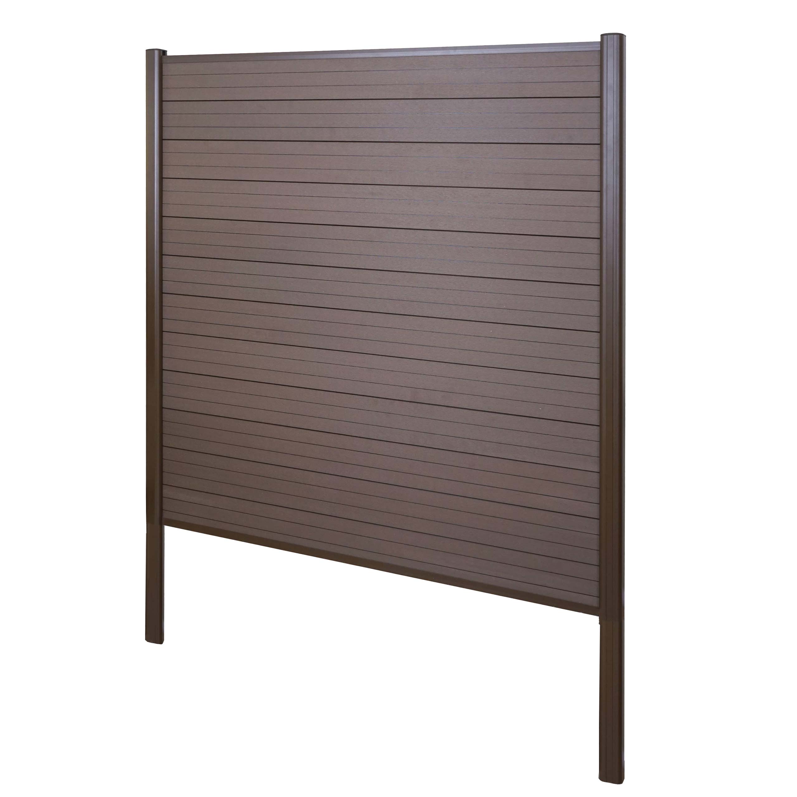 WPC-Sichtschutz Savoie, Windschutz Zaun, Alu-Pfosten zum Einbetonieren ~ Basiselement, 190cm braun - Bild 1