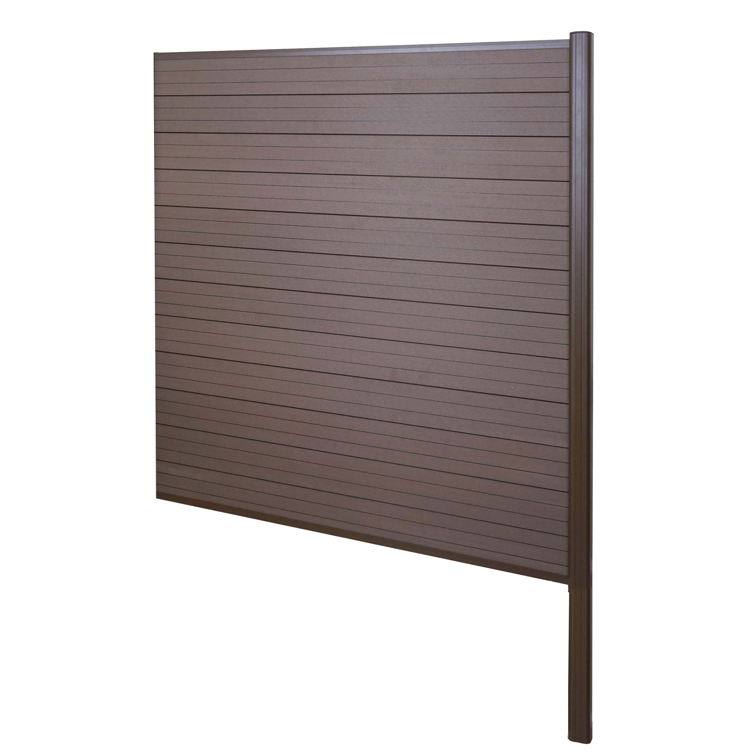 WPC-Sichtschutz Savoie, Windschutz Zaun, Alu-Pfosten zum Einbetonieren ~ Erweiterungselement, 185cm braun - Bild 1