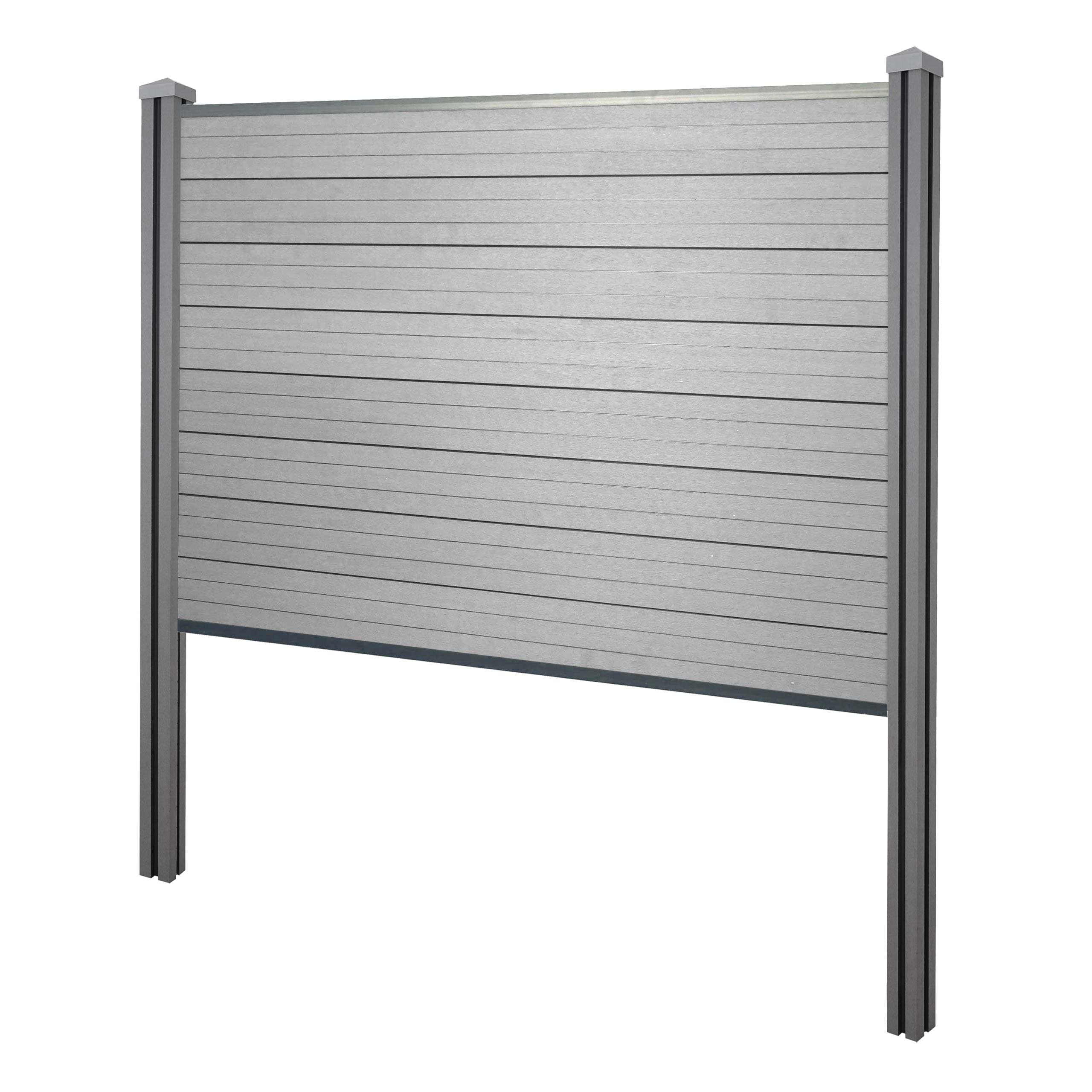 WPC-Sichtschutz Savoie, Zaun Windschutz, WPC-Pfosten zum Einbetonieren ~ Basiselement, 195cm grau - Bild 1