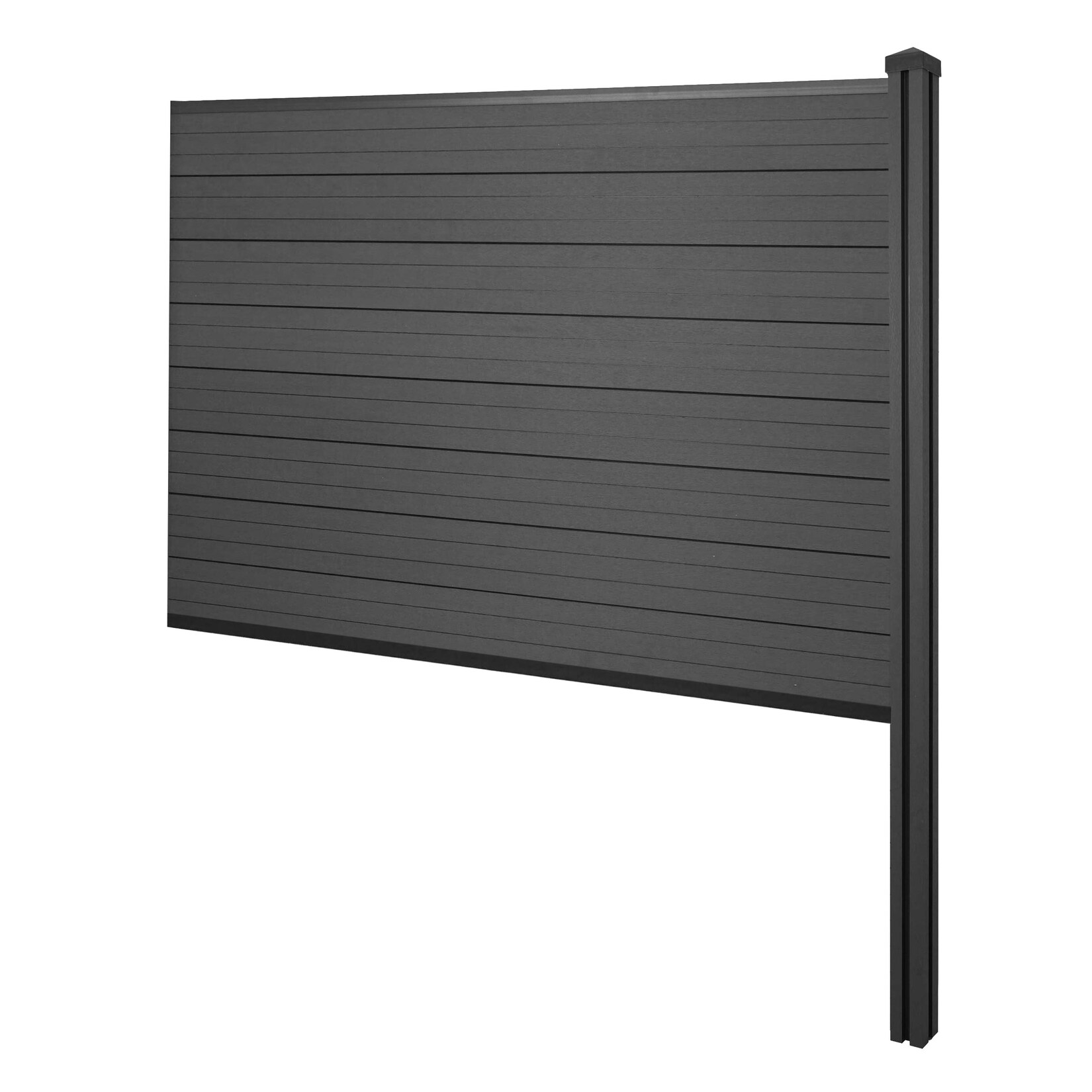 WPC-Sichtschutz Savoie, Zaun Windschutz, WPC-Pfosten zum Einbetonieren ~ Erweiterungselement, 188cm anthrazit
