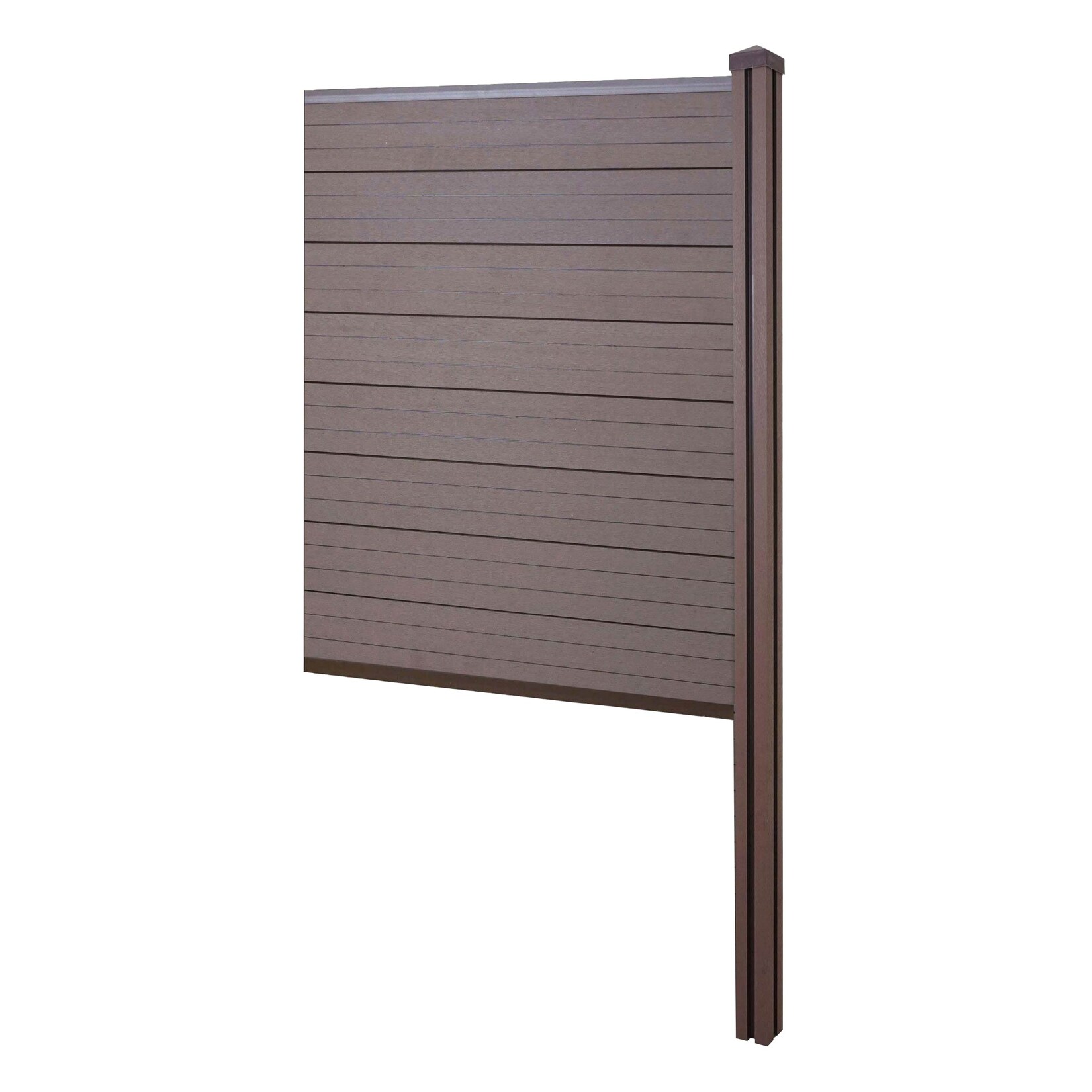 WPC-Sichtschutz Savoie, Zaun Windschutz, WPC-Pfosten zum Einbetonieren ~ Erweiterungselement schmal, 98cm braun