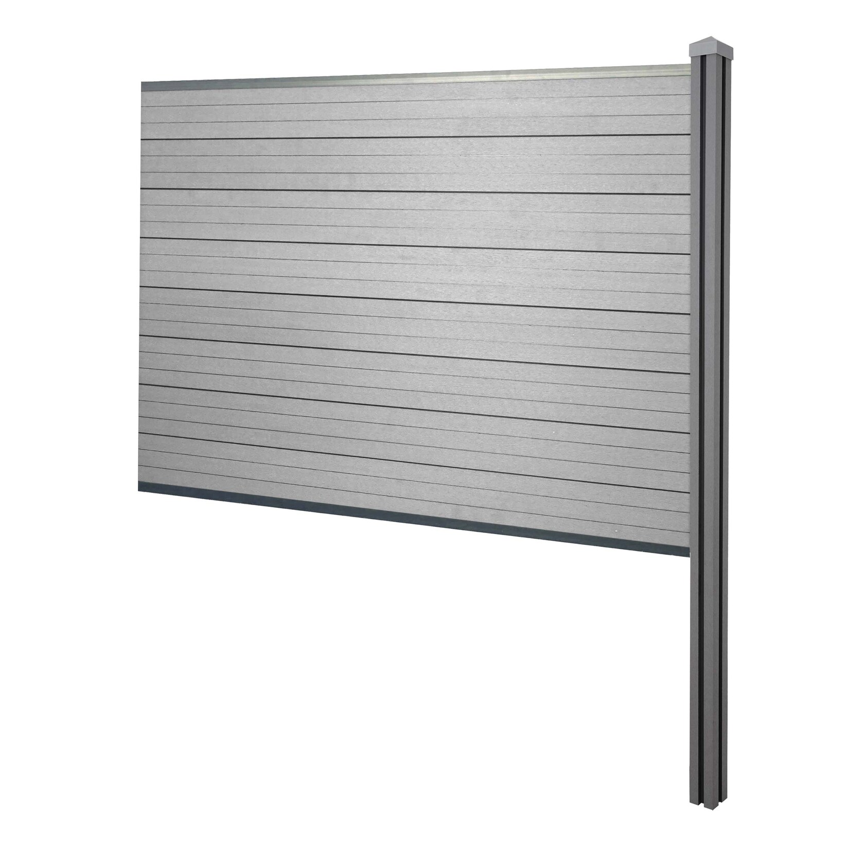 WPC-Sichtschutz Savoie, Zaun Windschutz, WPC-Pfosten zum Einbetonieren ~ Erweiterungselement, 188cm grau | 04057651493138