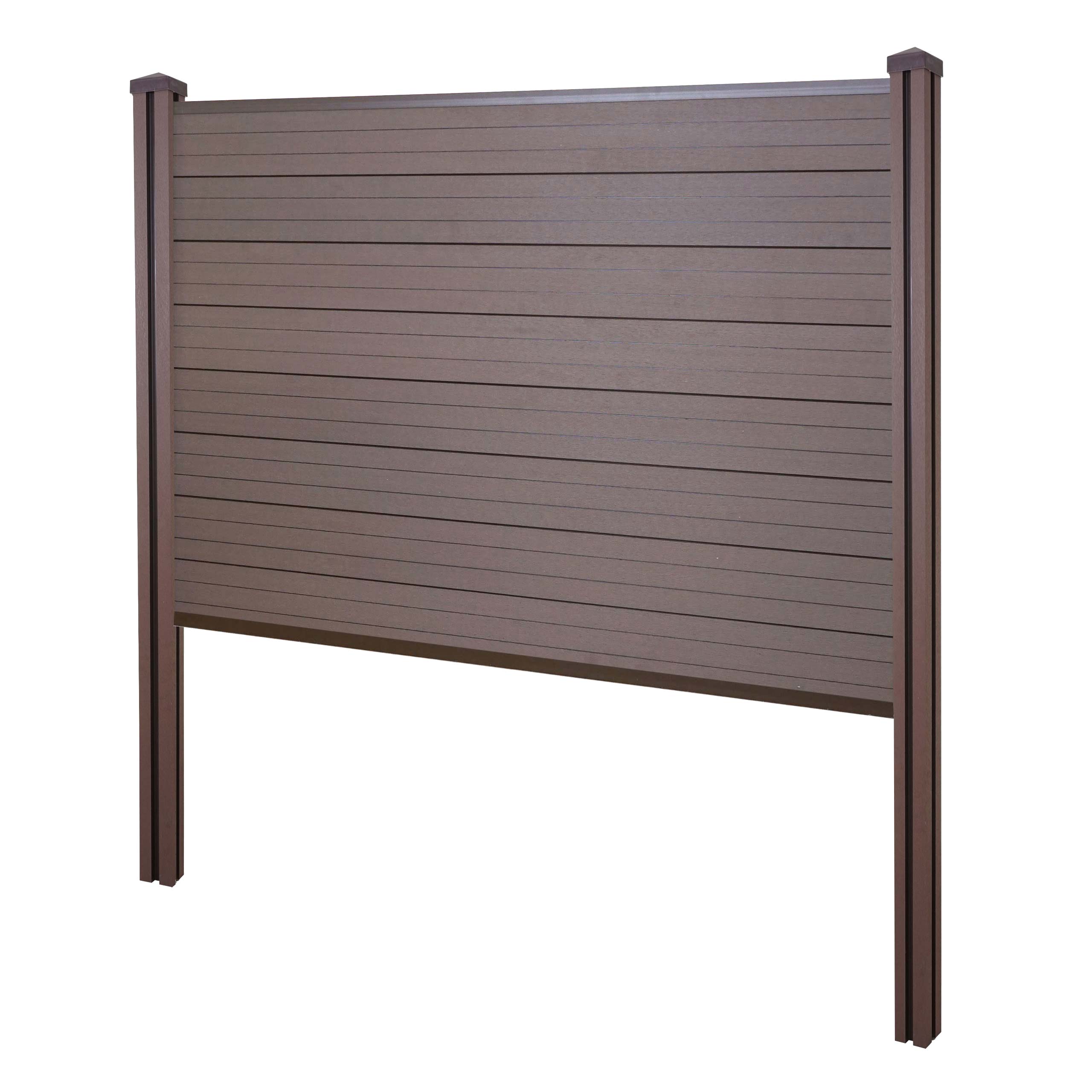 WPC-Sichtschutz Savoie, Zaun Windschutz, WPC-Pfosten zum Einbetonieren ~ Basiselement, 195cm braun - Bild 1