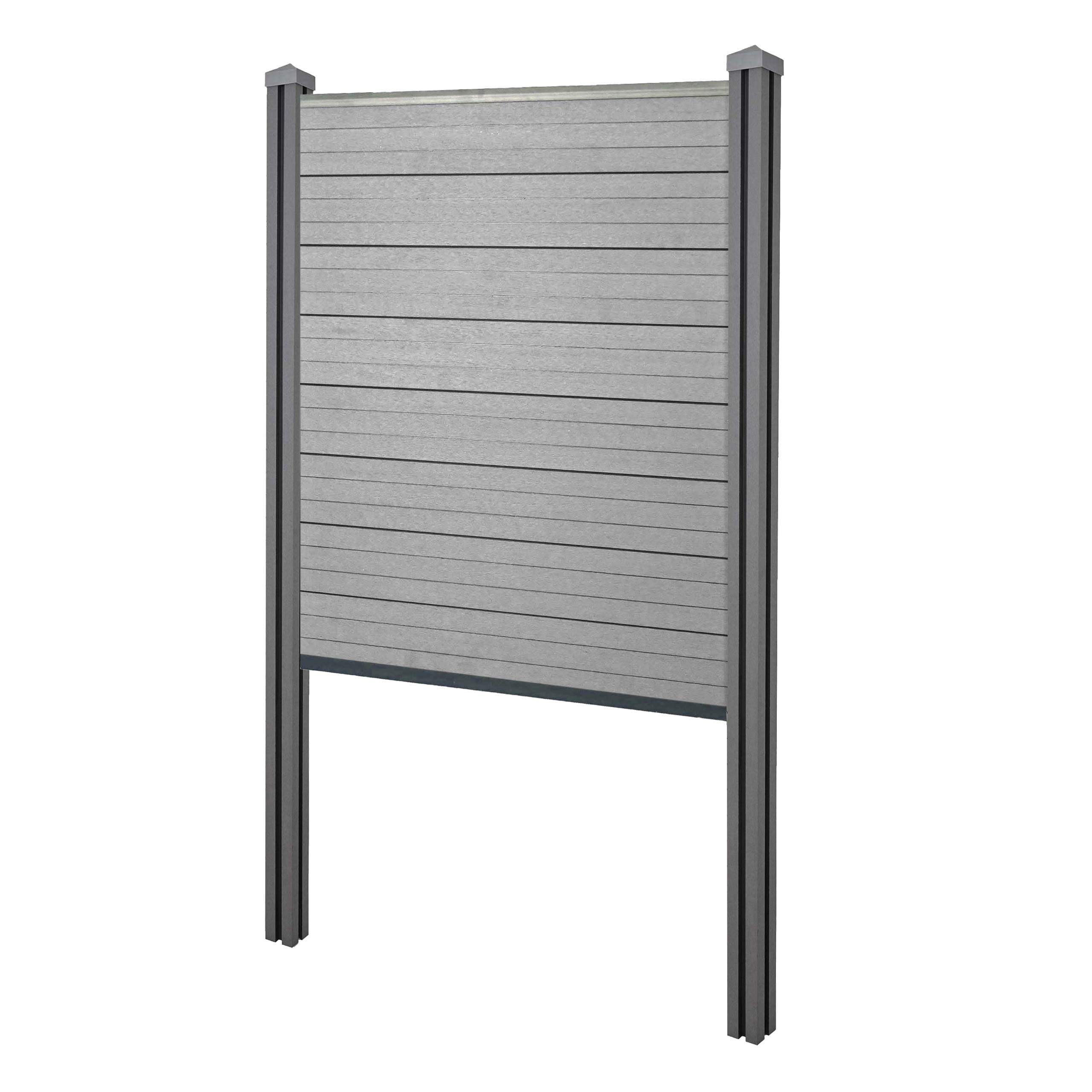 WPC-Sichtschutz Savoie, Zaun Windschutz, WPC-Pfosten zum Einbetonieren ~ Basiselement schmal, 105cm grau - Bild 1