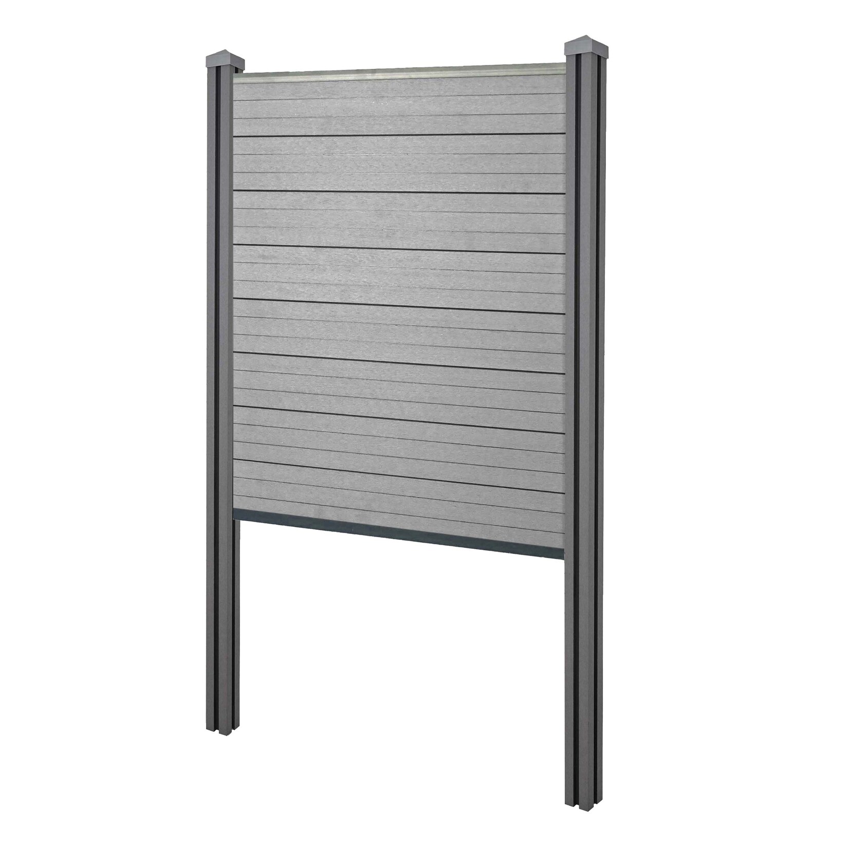 WPC-Sichtschutz Savoie, Zaun Windschutz, WPC-Pfosten zum Einbetonieren ~ Basiselement schmal, 105cm grau