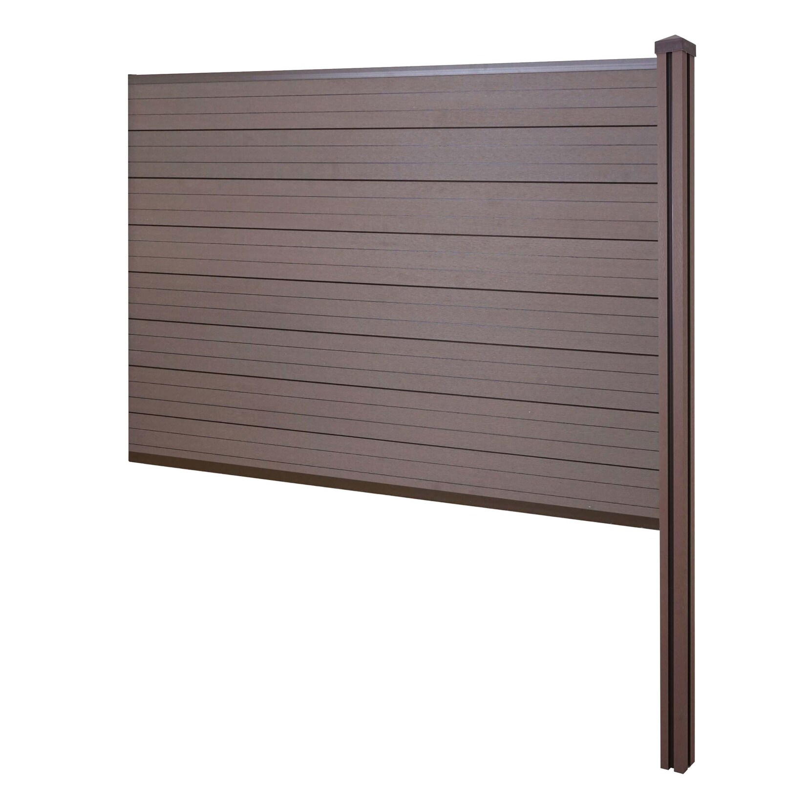WPC-Sichtschutz Savoie, Zaun Windschutz, WPC-Pfosten zum Einbetonieren ~ Erweiterungselement, 188cm braun