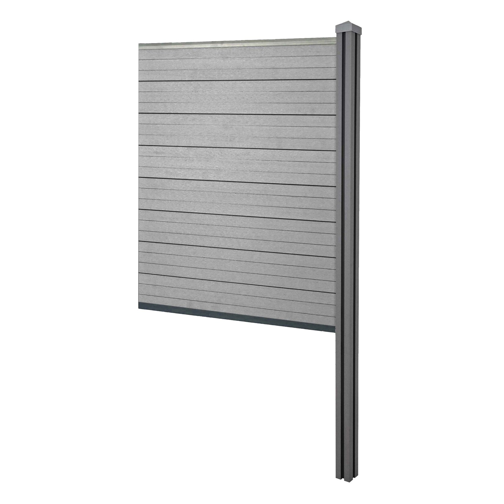 WPC-Sichtschutz Savoie, Zaun Windschutz, WPC-Pfosten zum Einbetonieren ~ Erweiterungselement schmal, 98cm grau