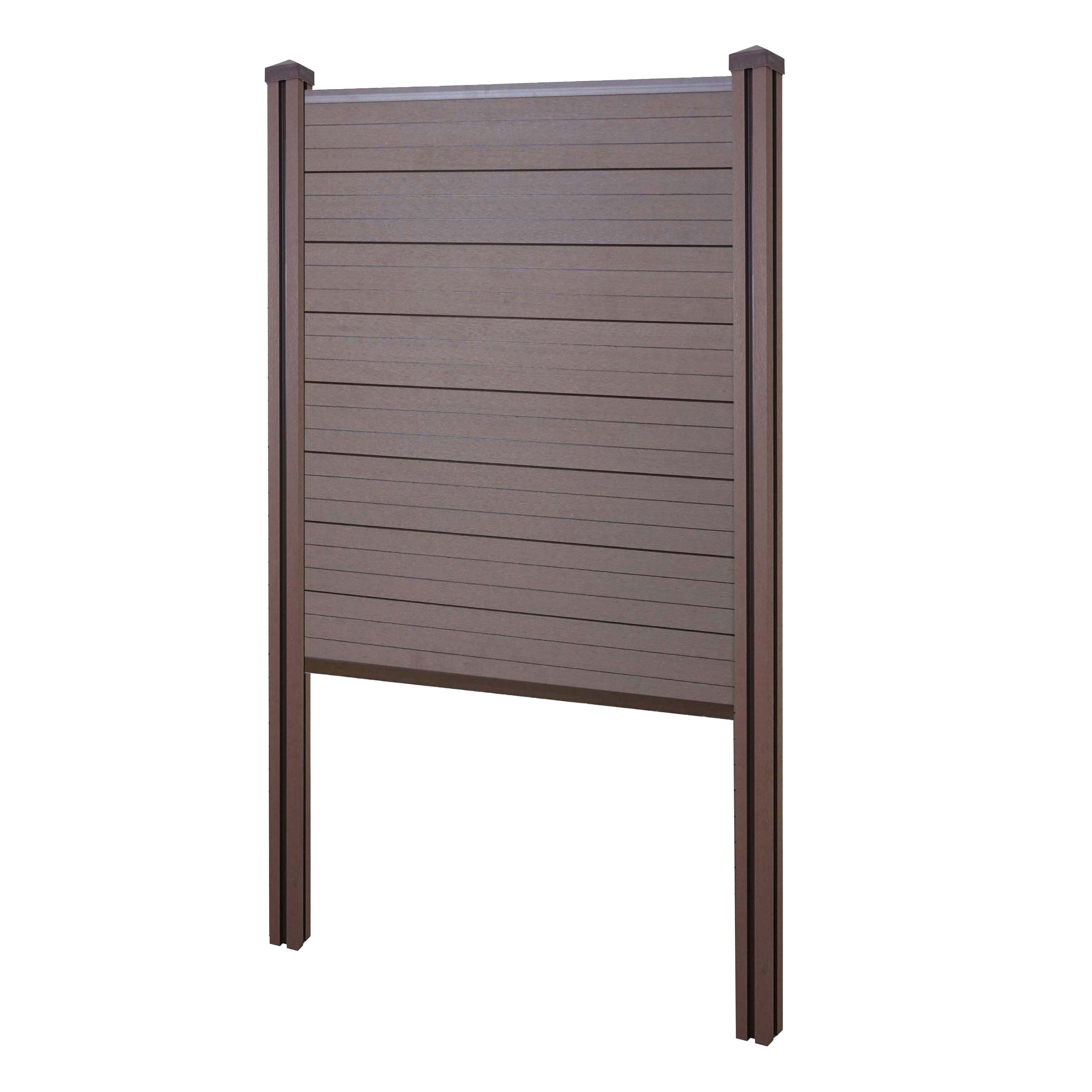 WPC-Sichtschutz Savoie, Zaun Windschutz, WPC-Pfosten zum Einbetonieren ~ Basiselement schmal, 105cm braun - Bild 1