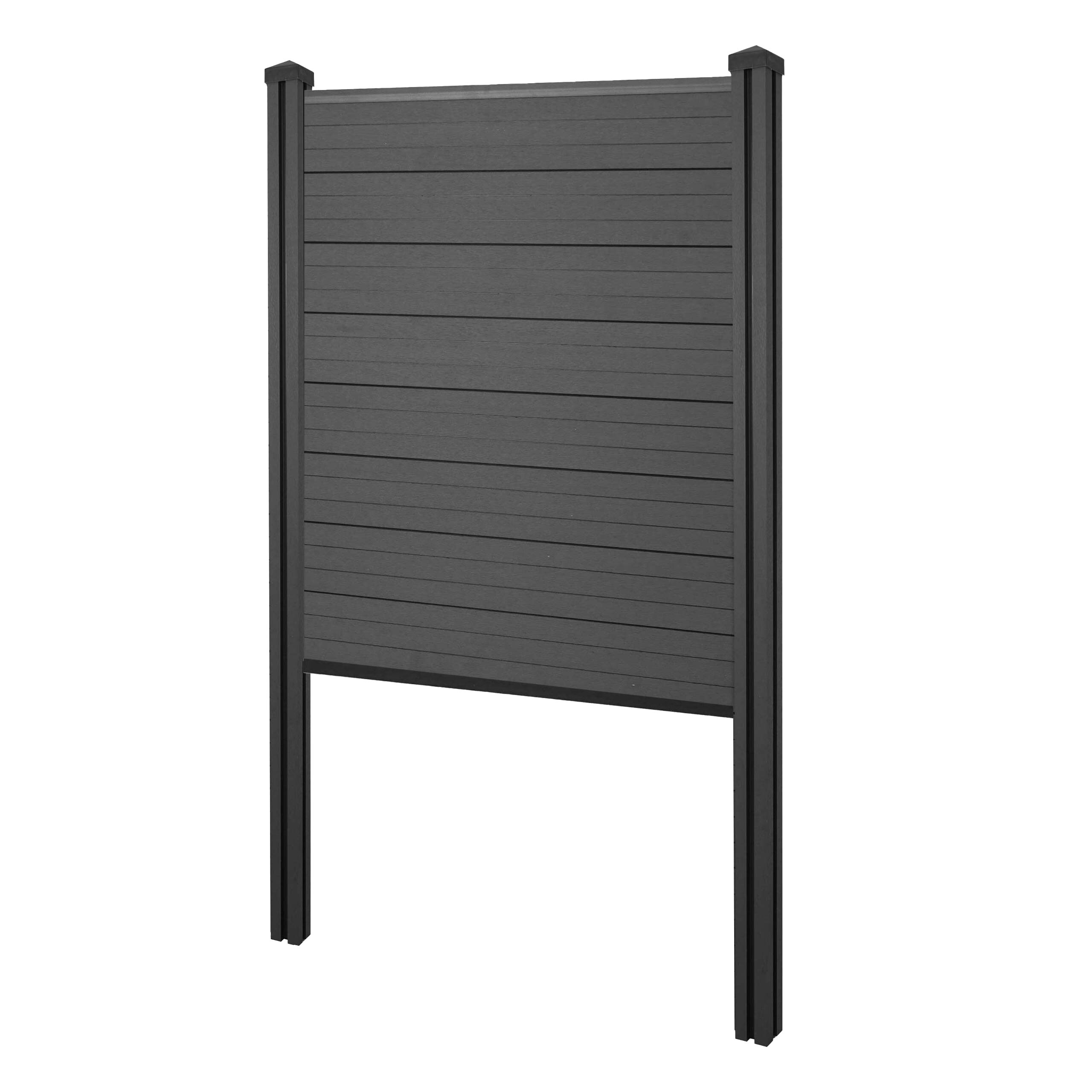 WPC-Sichtschutz Savoie, Zaun Windschutz, WPC-Pfosten zum Einbetonieren ~ Basiselement schmal, 105cm anthrazit - Bild 1