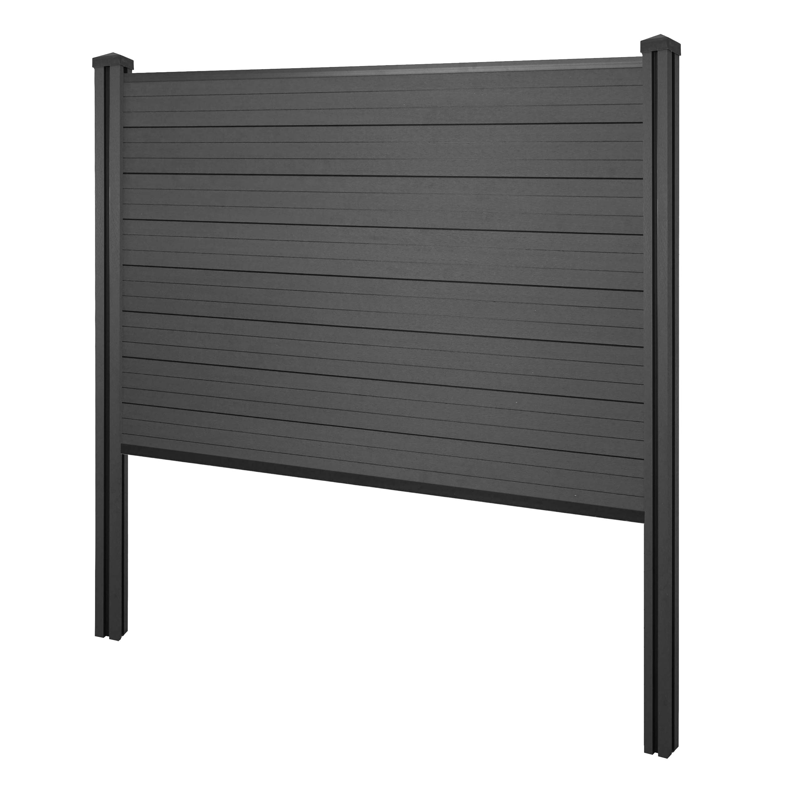 WPC-Sichtschutz Savoie, Zaun Windschutz, WPC-Pfosten zum Einbetonieren ~ Basiselement, 195cm anthrazit - Bild 1