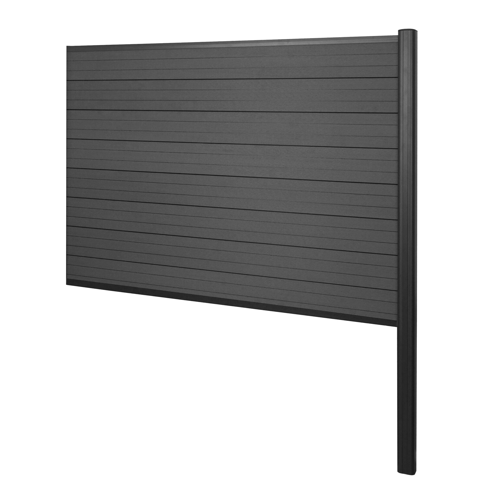 WPC-Sichtschutz Savoie, Zaun Windschutz, Alu-Pfosten zum Einbetonieren ~ Erweiterungselement, 185cm anthrazit