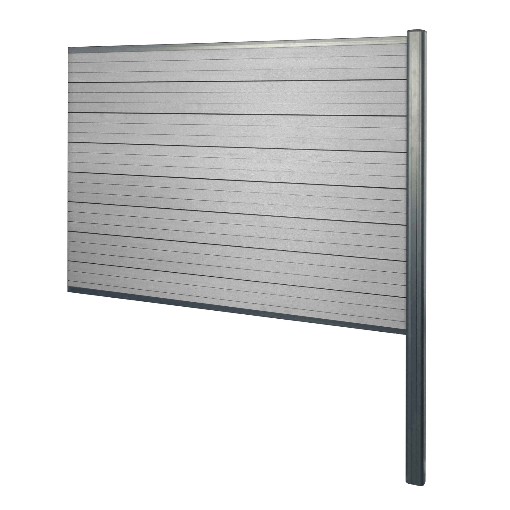 WPC-Sichtschutz Savoie, Zaun Windschutz, Alu-Pfosten zum Einbetonieren ~ Erweiterungselement, 185cm grau | 04057651492391