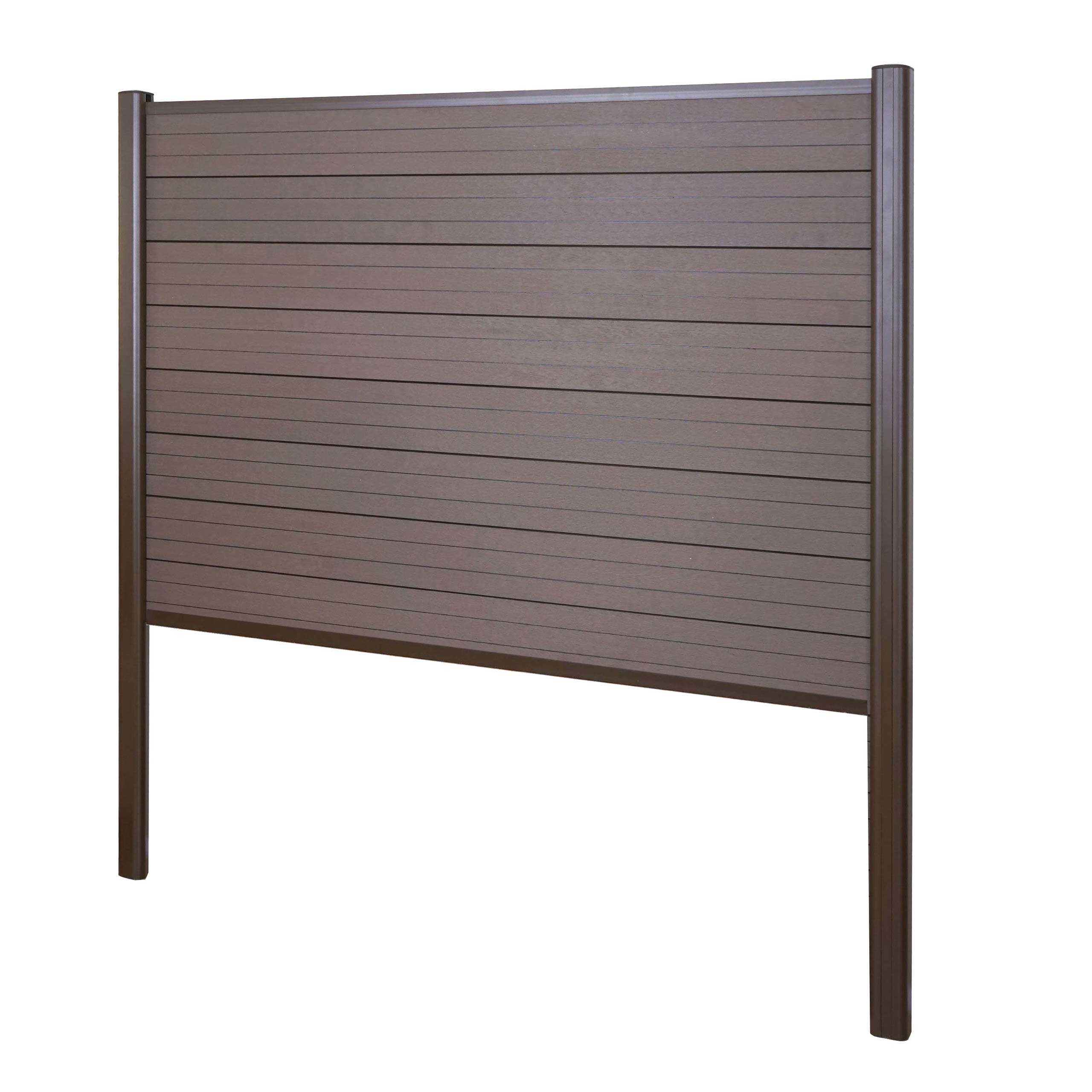 WPC-Sichtschutz Savoie, Zaun Windschutz, Alu-Pfosten zum Einbetonieren ~ Basiselement, 190cm braun - Bild 1