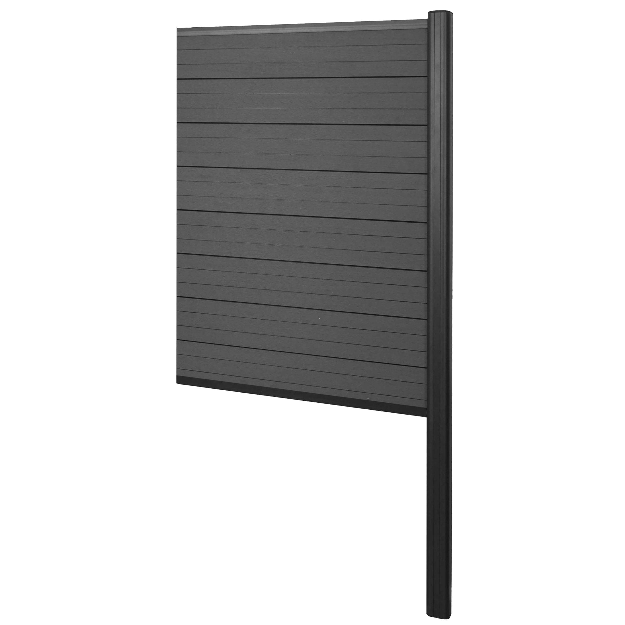 WPC-Sichtschutz Savoie, Zaun Windschutz, Alu-Pfosten zum Einbetonieren ~ Erweiterungselement schmal, 95cm anthrazit - Bild 1