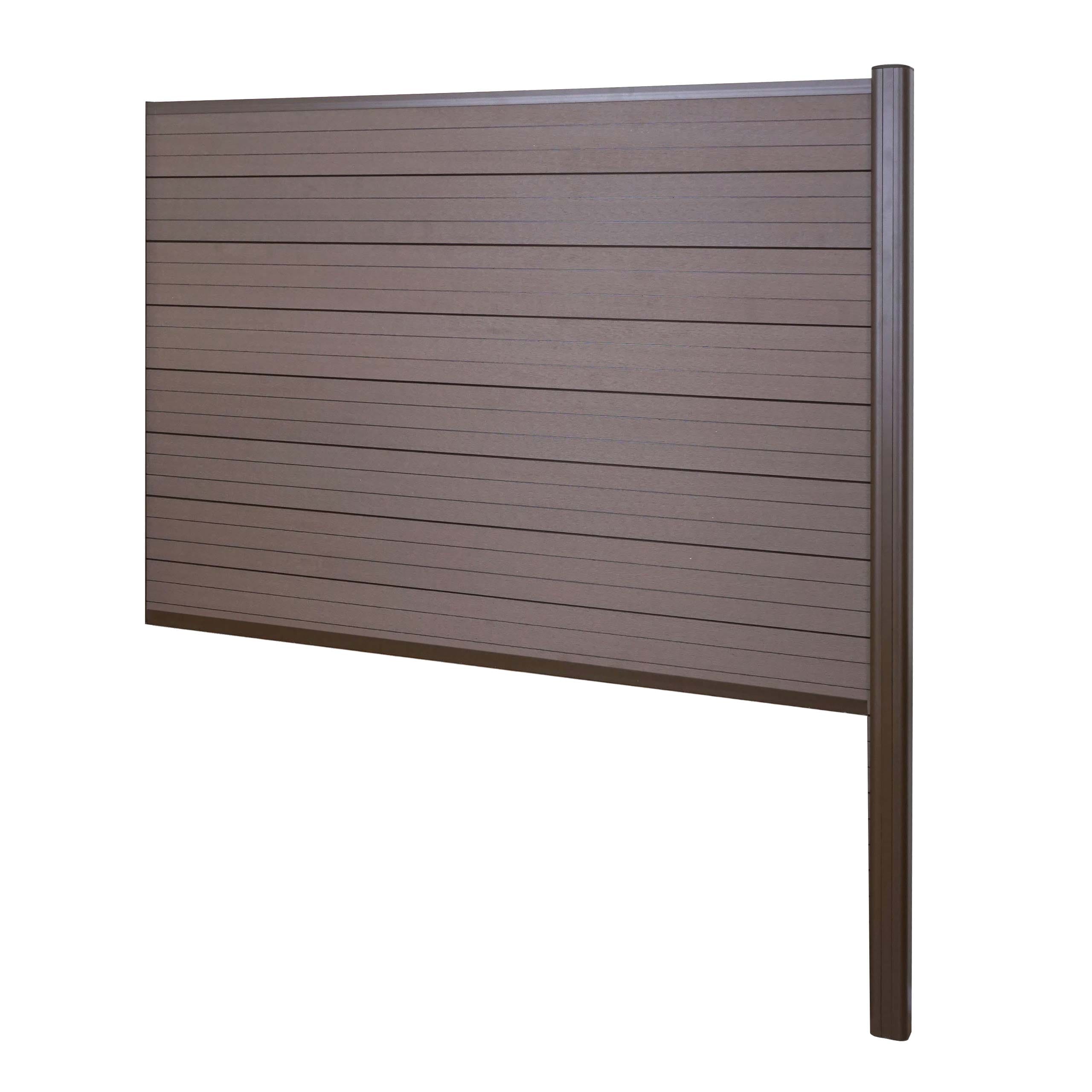 WPC-Sichtschutz Savoie, Zaun Windschutz, Alu-Pfosten zum Einbetonieren ~ Erweiterungselement, 185cm braun - Bild 1