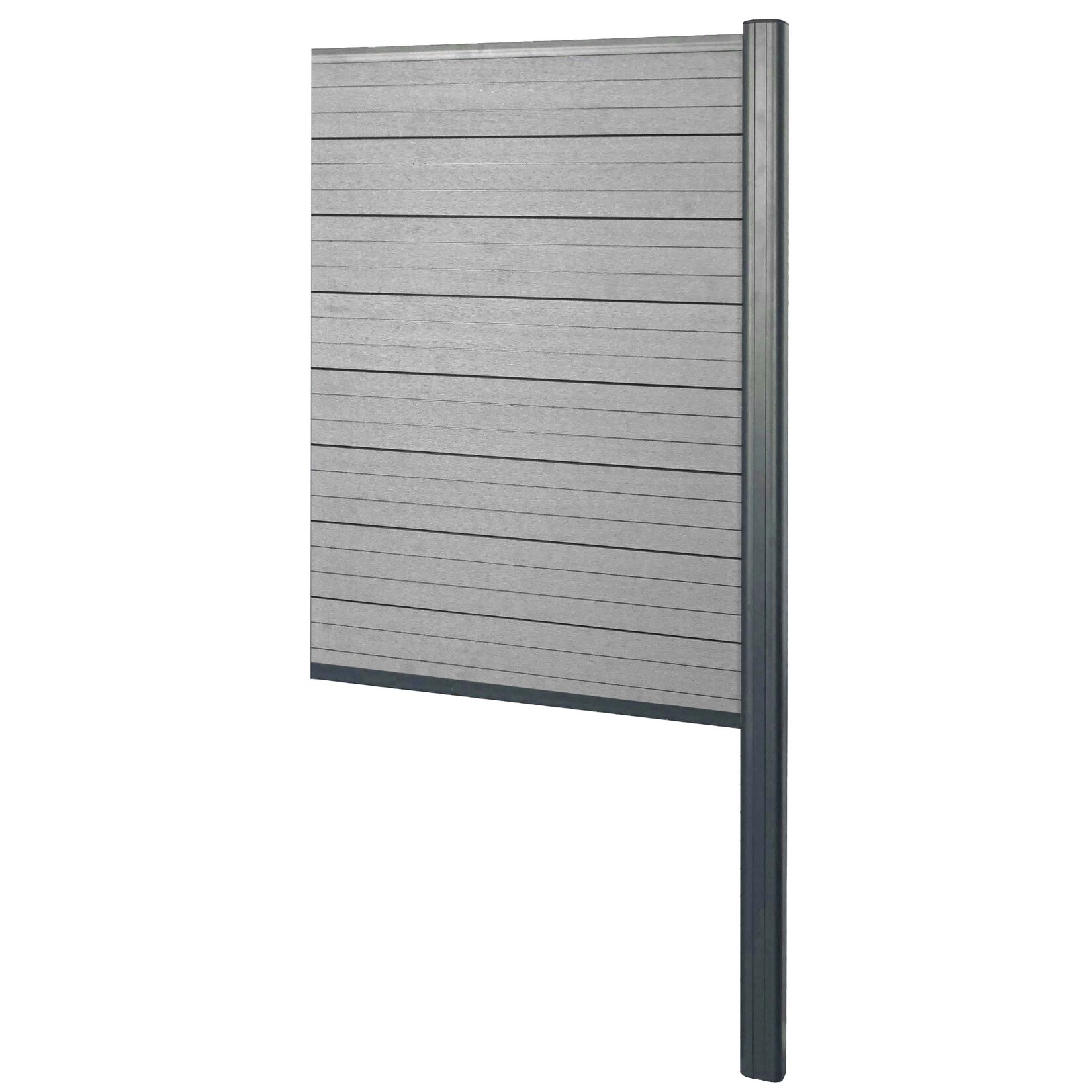 WPC-Sichtschutz Savoie, Zaun Windschutz, Alu-Pfosten zum Einbetonieren ~ Erweiterungselement schmal, 95cm grau