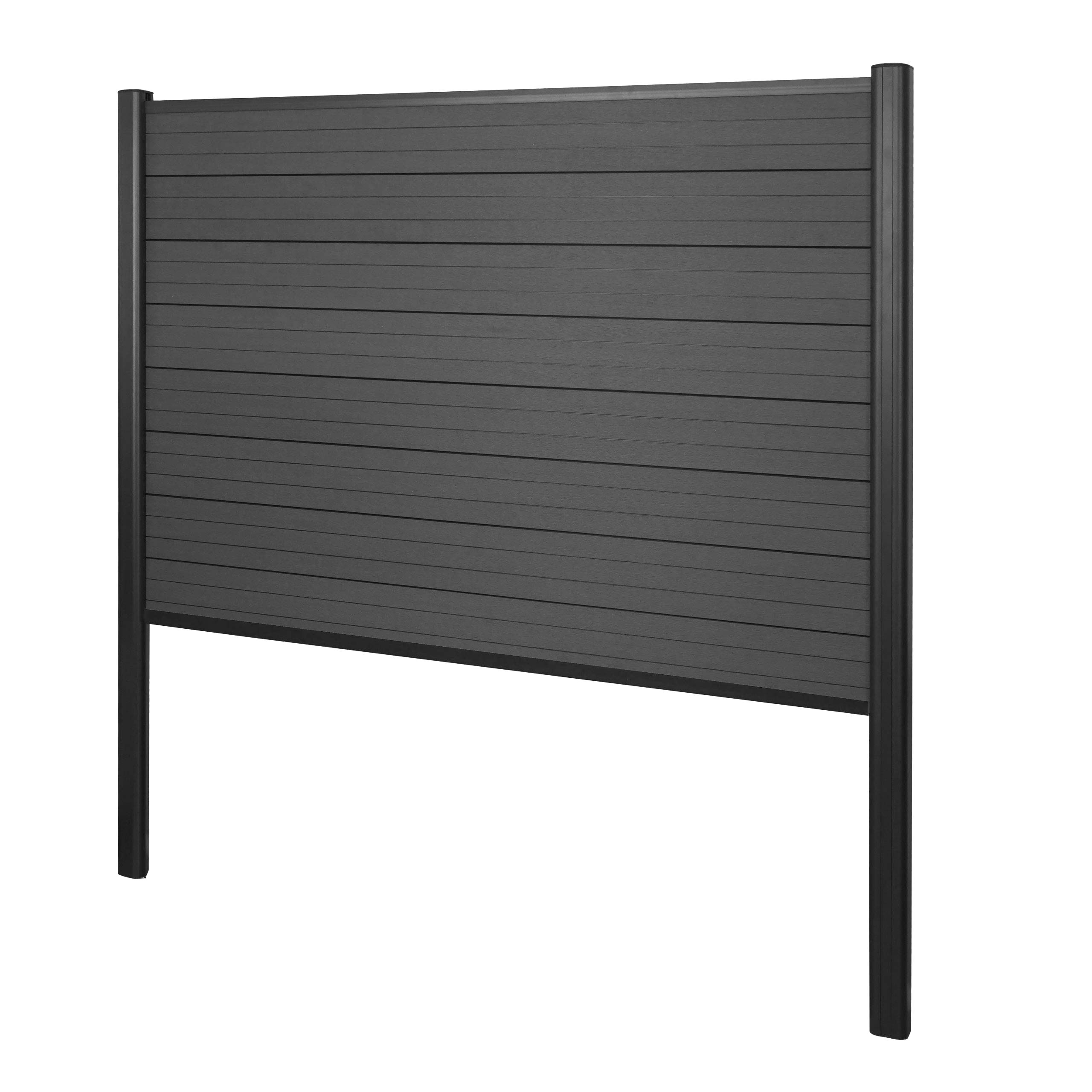 WPC-Sichtschutz Savoie, Zaun Windschutz, Alu-Pfosten zum Einbetonieren ~ Basiselement, 190cm anthrazit - Bild 1
