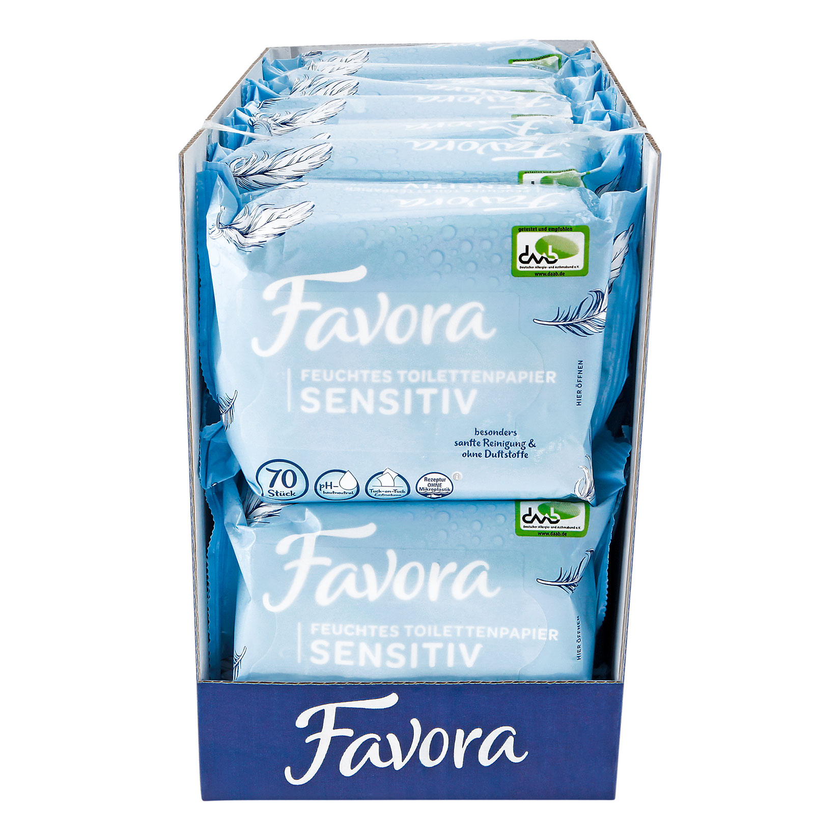 Favora Feuchtes Toilettenpapier sens. 2 x 70 ST, 6er Pack - Bild 1