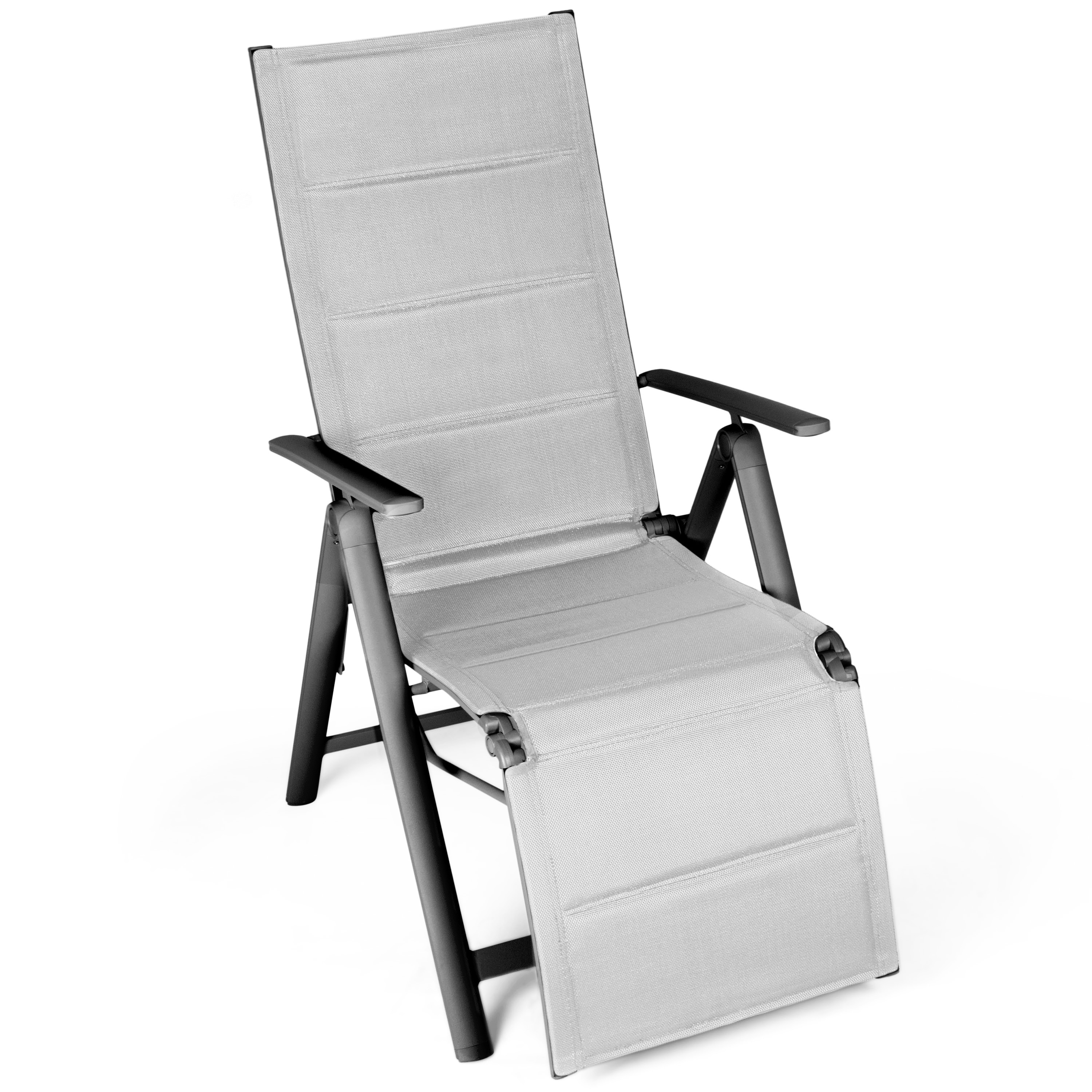 Vanage gepolsterter Alu Relaxstuhl mit Fu&szlig;ablage VG-3360, hellgrau, versch. Farben - Bild 1