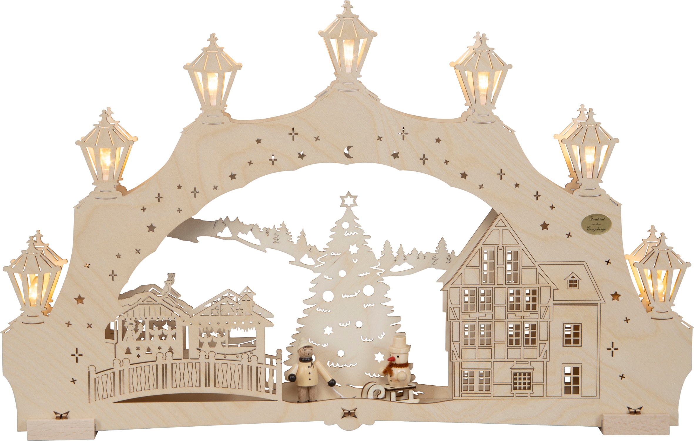 Saico 3D-Lichterbogen, 7-flammige LED Beleuchtung, "Weihnachtsbaum" mit Figur und Timerfunktion am Trafo, versch. Varianten - Bild 1