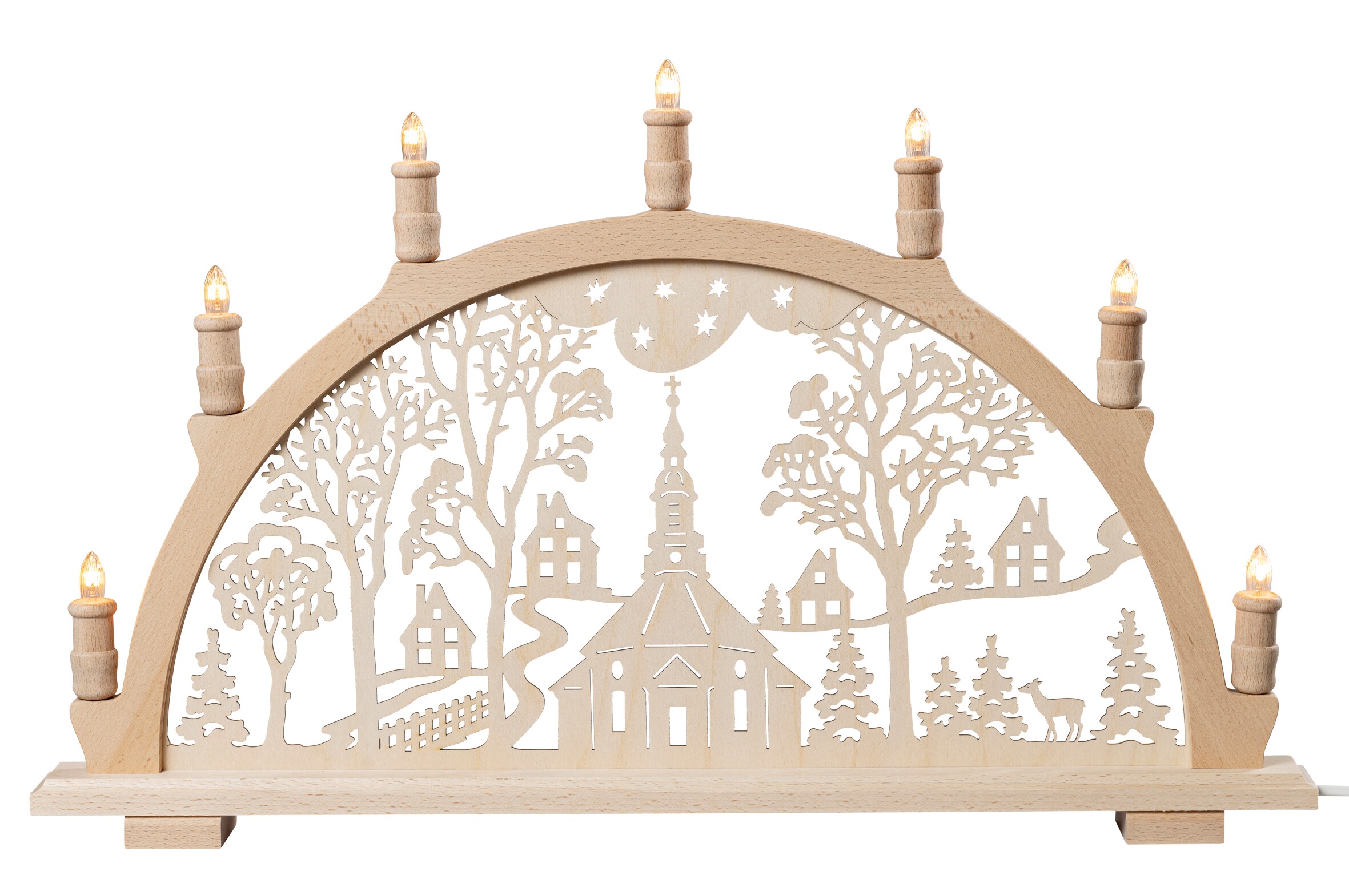 Saico Lichterbogen, 7-flammig elektrisch beleuchtet, "Seiffener Kirche", versch. Varianten - Bild 1