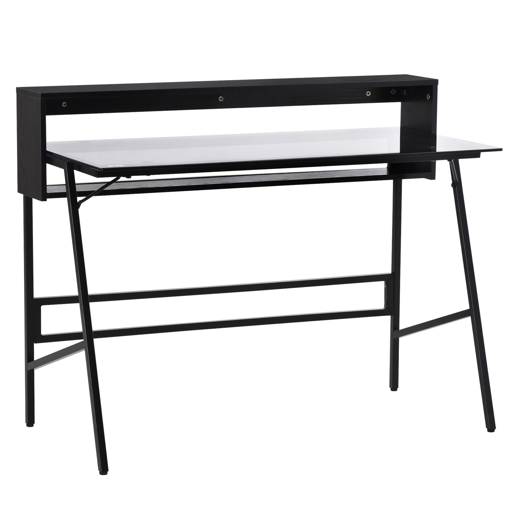 HOMCOM Schreibtisch Stahl, Spanplatte, gehärtetes Glas | 04251774985093