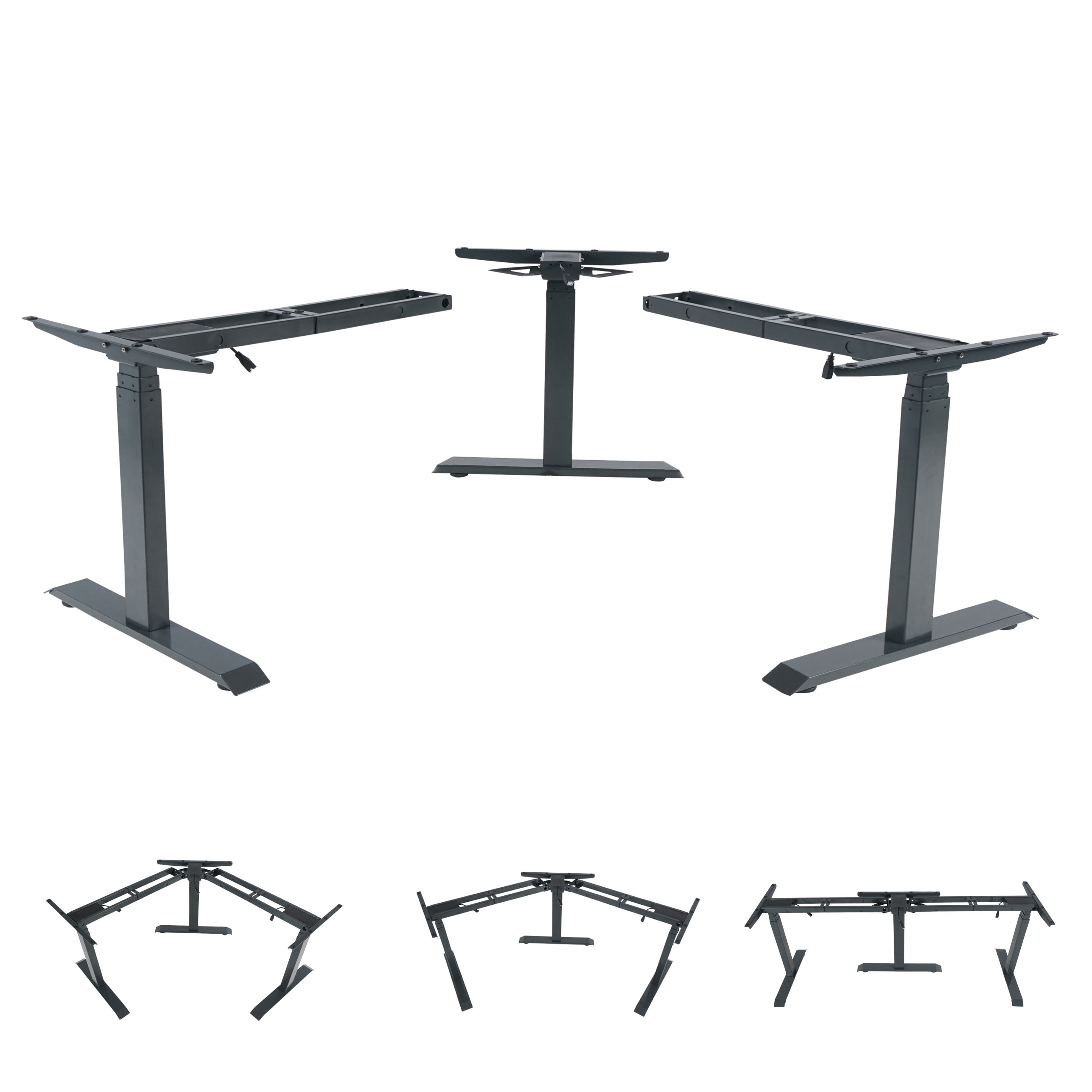 3in1 Gestell MCW-D40, variables Tischgestell, elektrisch h&ouml;henverstellbar Memory 47kg ~ anthrazit-grau - Bild 1