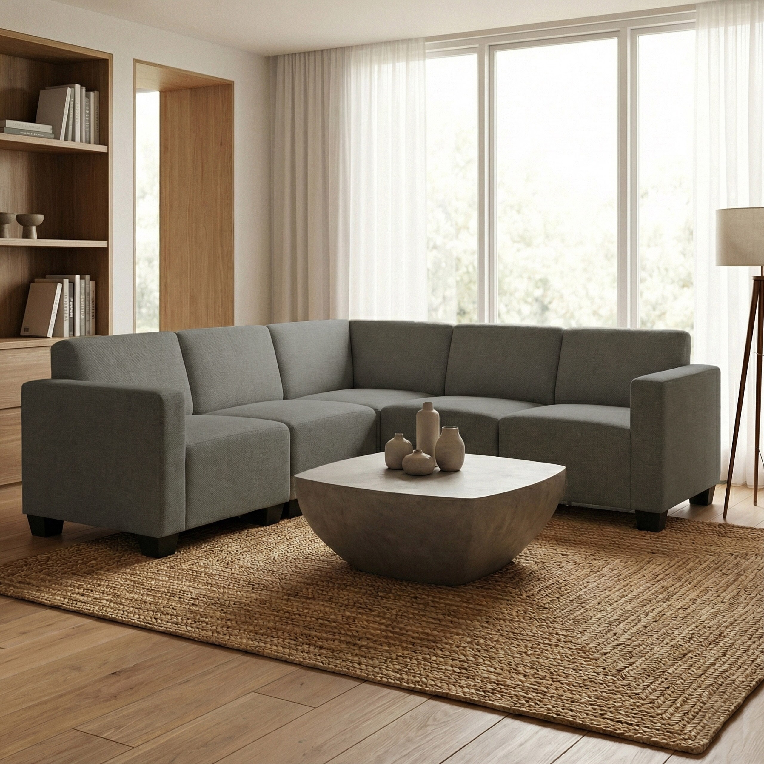 Modular Sofa-System Couch-Garnitur Moncalieri 5, Stoff/Textil ~ grau - Bild 1