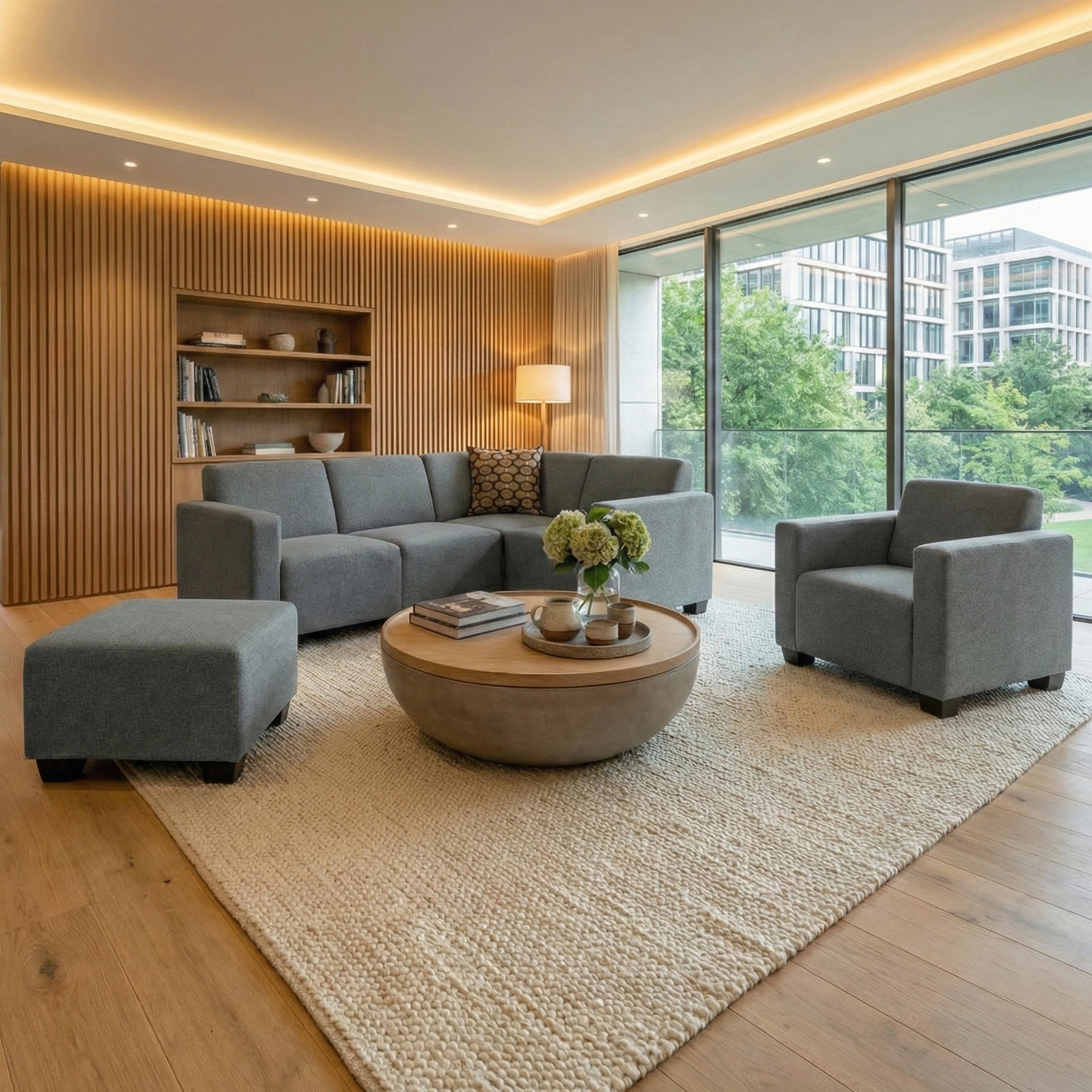 Modular Sofa-System Couch-Garnitur Moncalieri 4-1-1, Stoff/Textil ~ grau - Bild 1