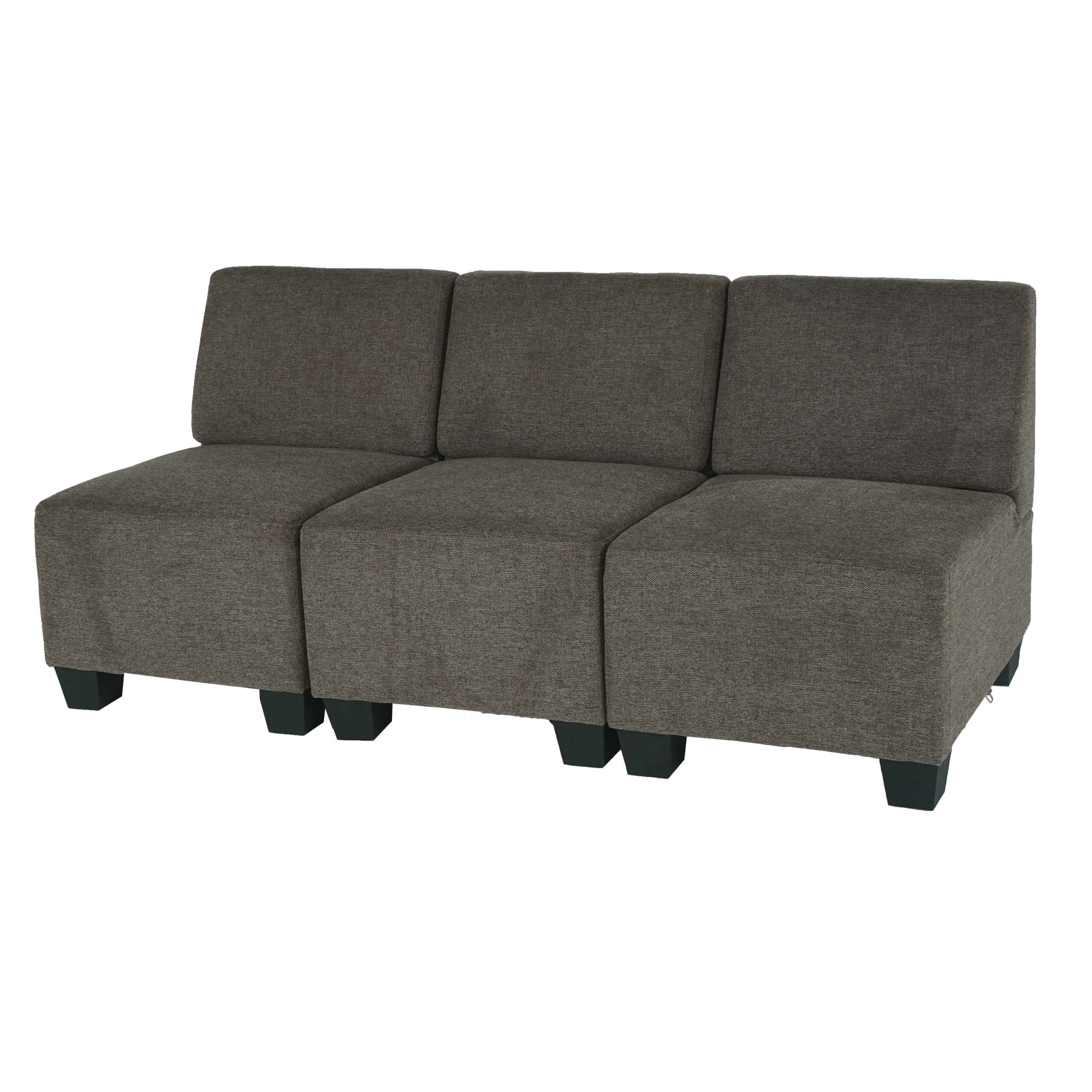 Modular 3-Sitzer Sofa Couch Moncalieri, Stoff/Textil ~ braun, ohne Armlehnen - Bild 1