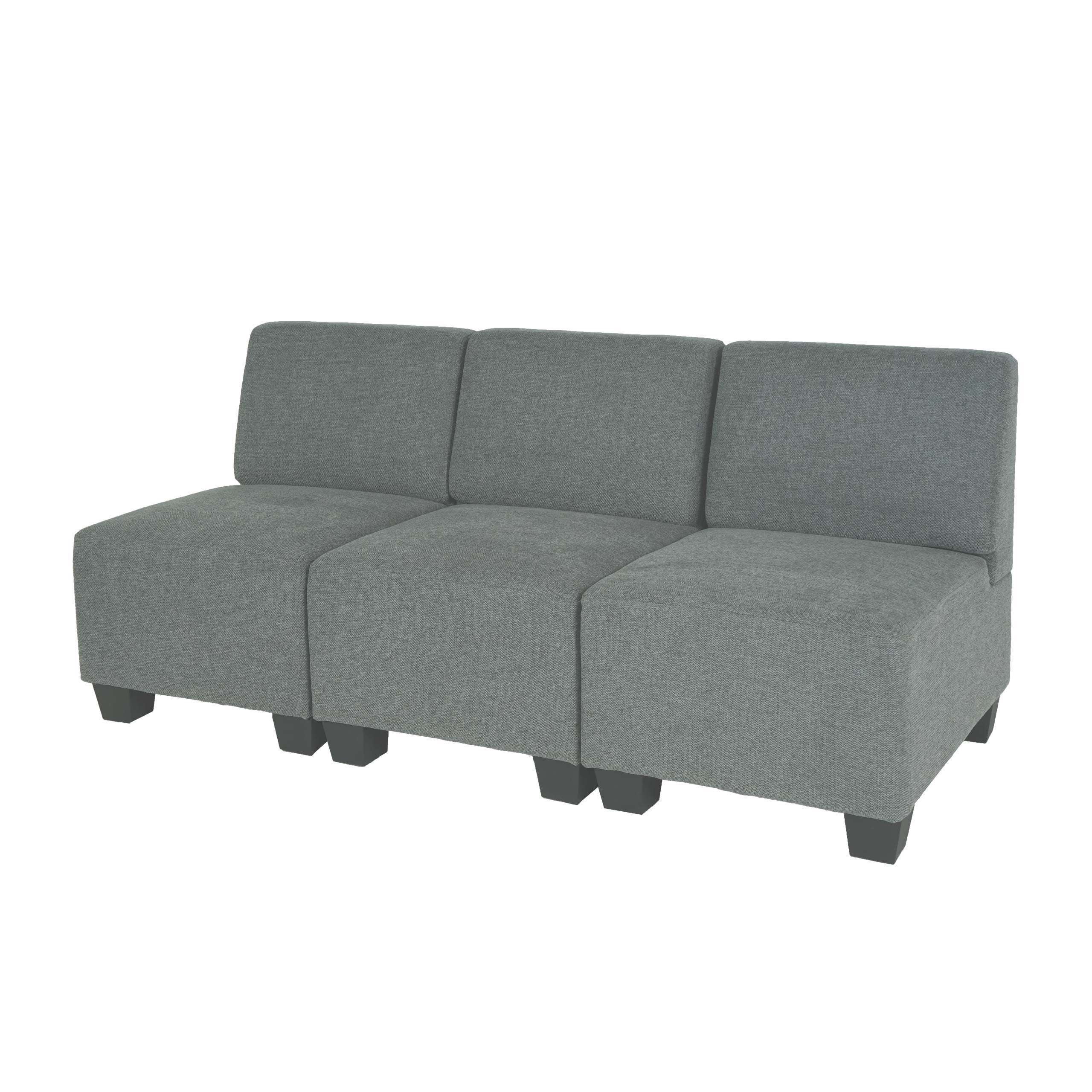 Modular 3-Sitzer Sofa Couch Moncalieri, Stoff/Textil ~ grau, ohne Armlehnen - Bild 1