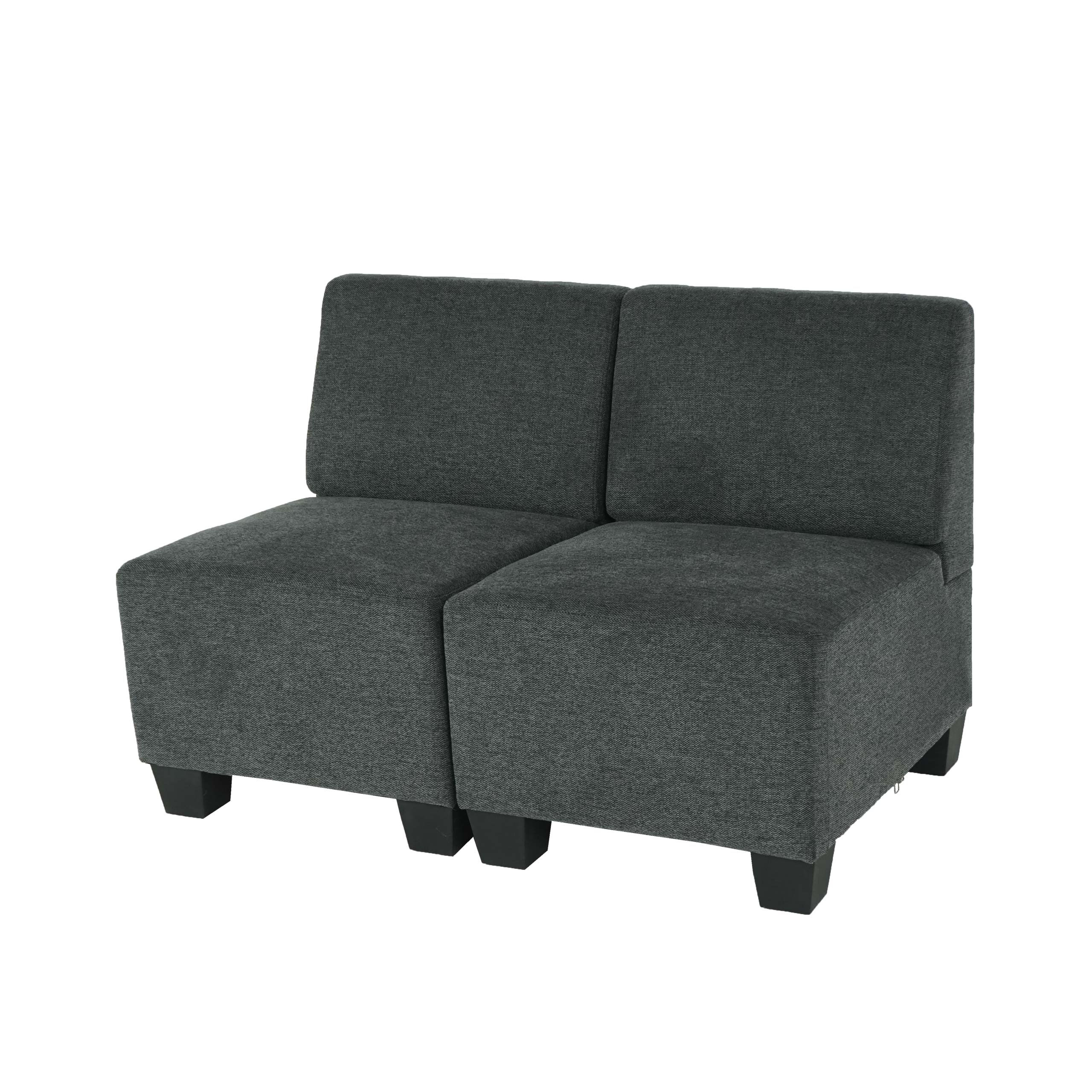 Modular 2-Sitzer Sofa Couch Moncalieri, Stoff/Textil ~ anthrazit-grau, ohne Armlehnen - Bild 1