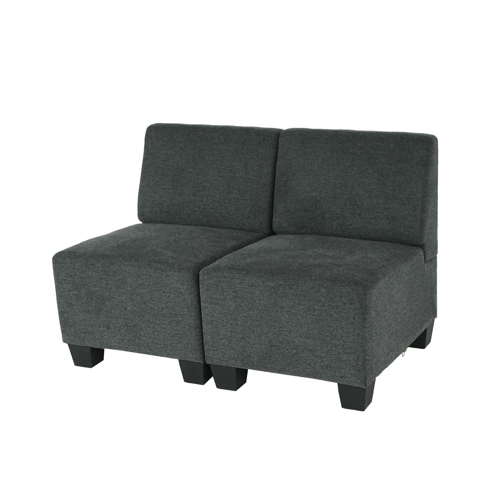 Modular 2-Sitzer Sofa Couch Moncalieri, Stoff/Textil ~ anthrazit-grau, ohne Armlehnen