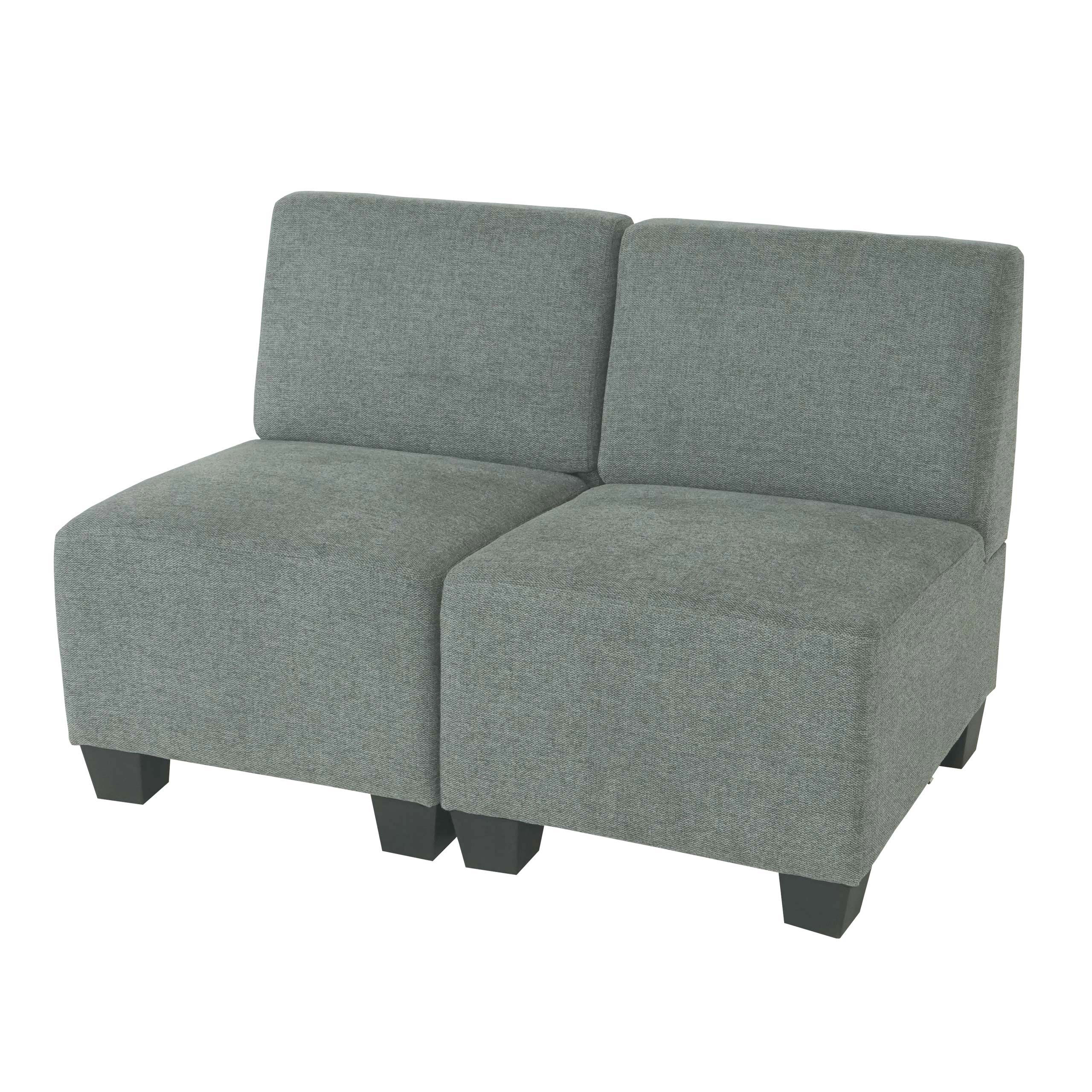 Modular 2-Sitzer Sofa Couch Lyon, Stoff/Textil ~ grau, ohne Armlehnen - Bild 1