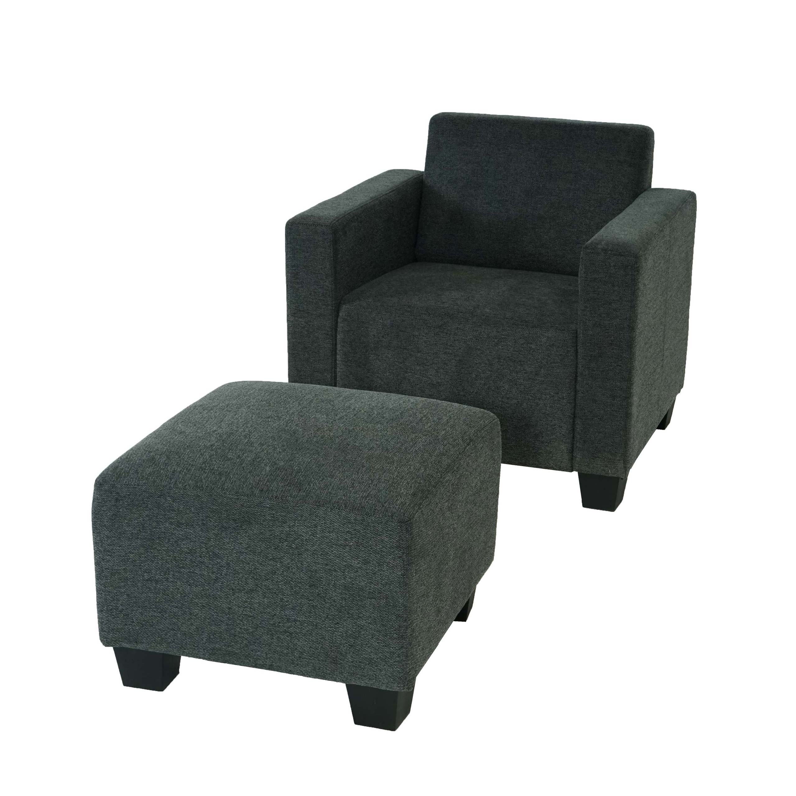 Modular Sessel Loungesessel mit Ottomane Moncalieri, Stoff/Textil ~ anthrazit-grau - Bild 1