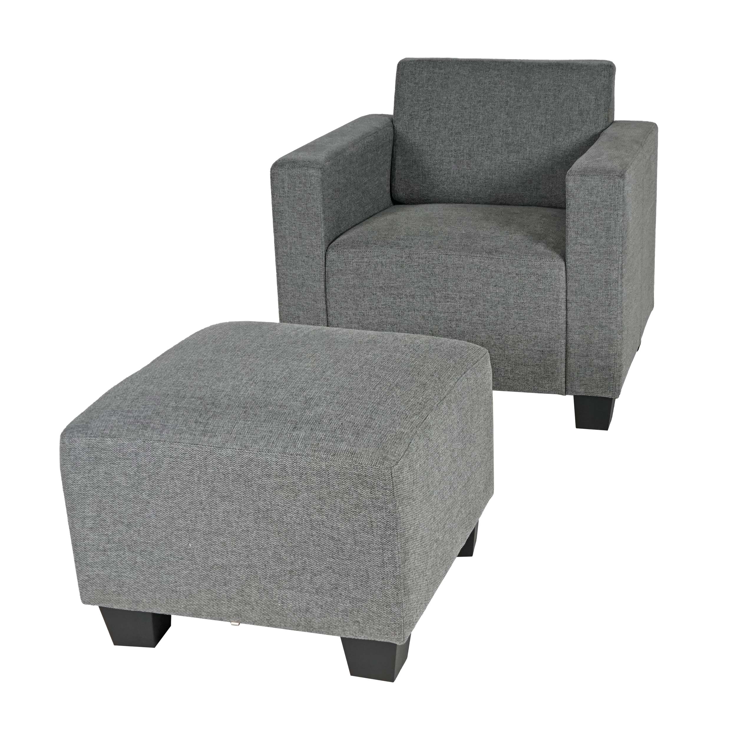 Modular Sessel Loungesessel mit Ottomane Moncalieri, Stoff/Textil ~ grau - Bild 1