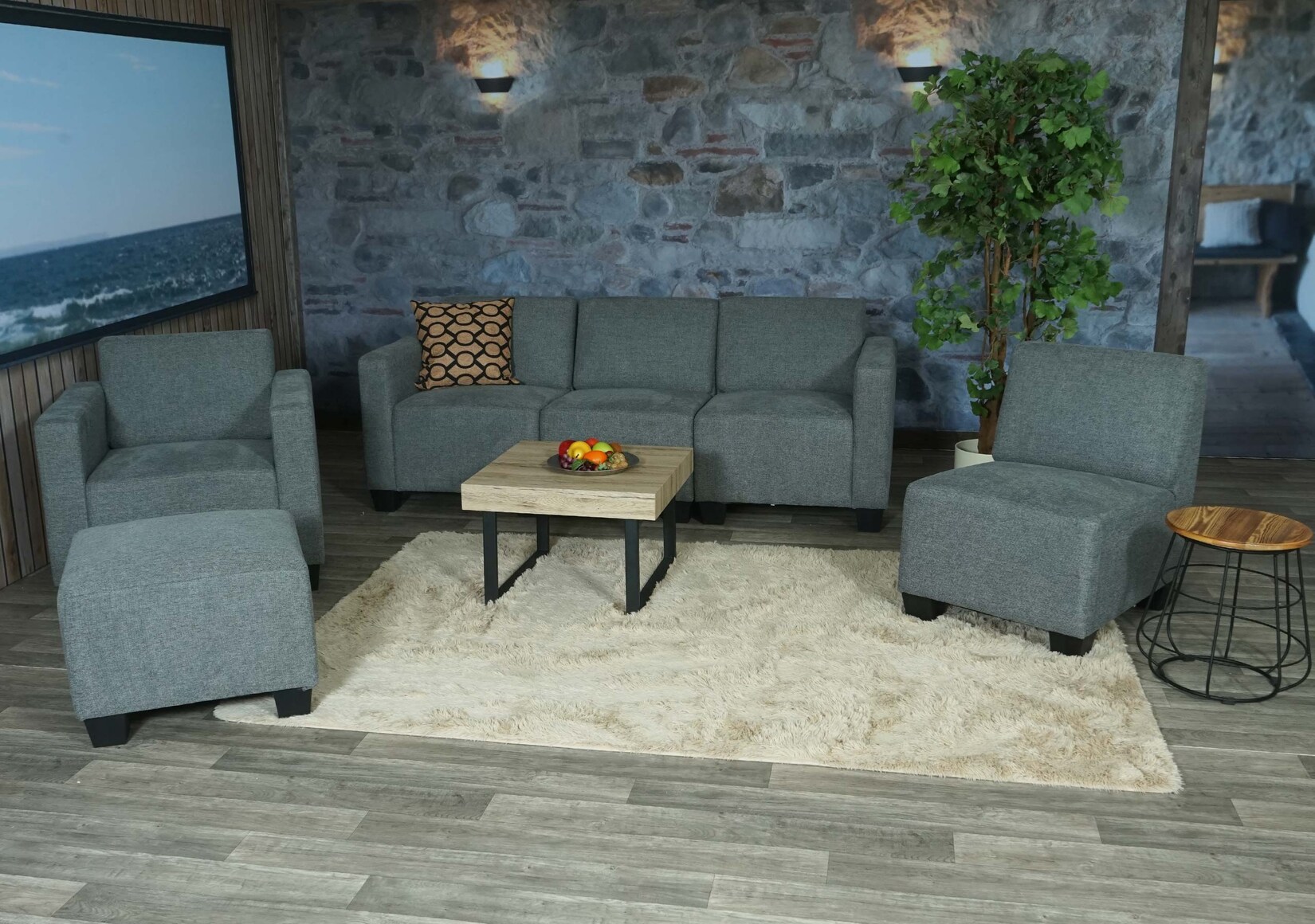 Modular Sofa-System Couch-Garnitur Moncalieri 3-1-1-1, Stoff/Textil ~ grau | 04057651497631