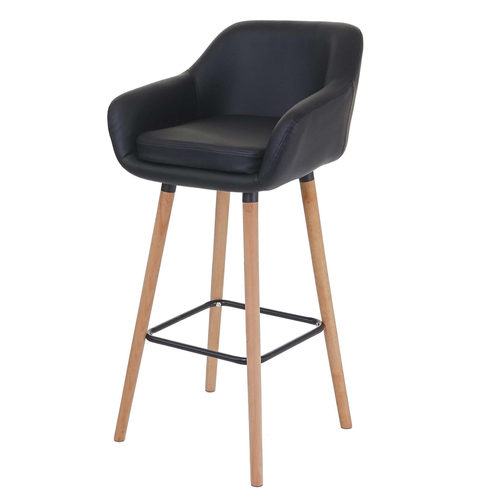 Barhocker Vaasa T381, Barstuhl Tresenhocker MVG-zertifiziert ~ Kunstleder, schwarz