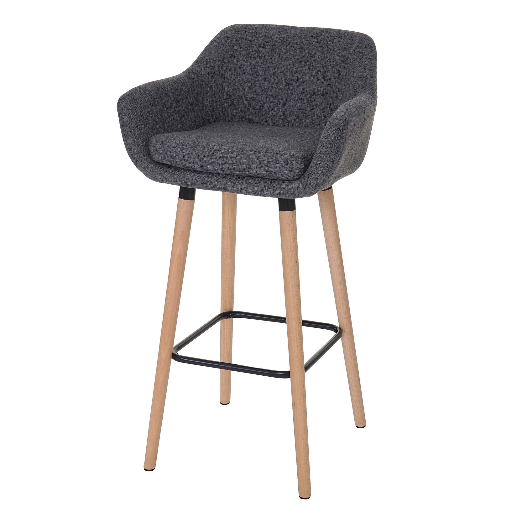 Barhocker Vaasa T381, Barstuhl Tresenhocker MVG-zertifiziert ~ Textil, grau