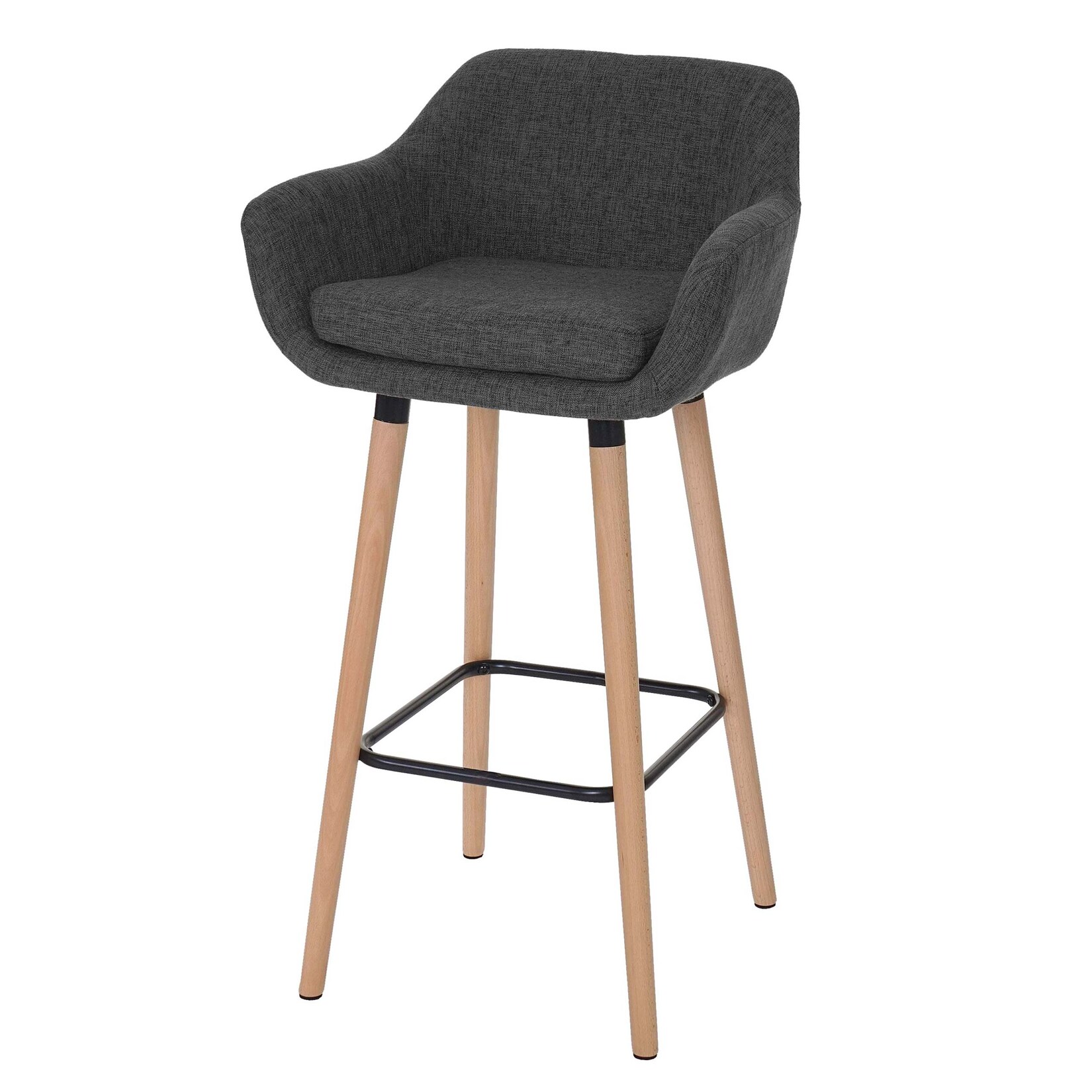 Barhocker Vaasa T381, Barstuhl Tresenhocker MVG-zertifiziert ~ Textil, dunkelgrau