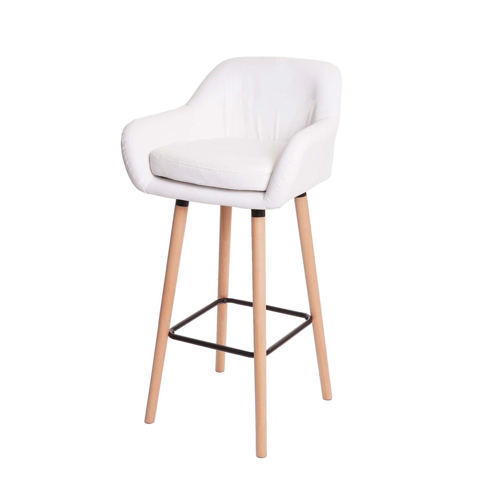 Barhocker Vaasa T381, Barstuhl Tresenhocker MVG-zertifiziert ~ Kunstleder, weiß