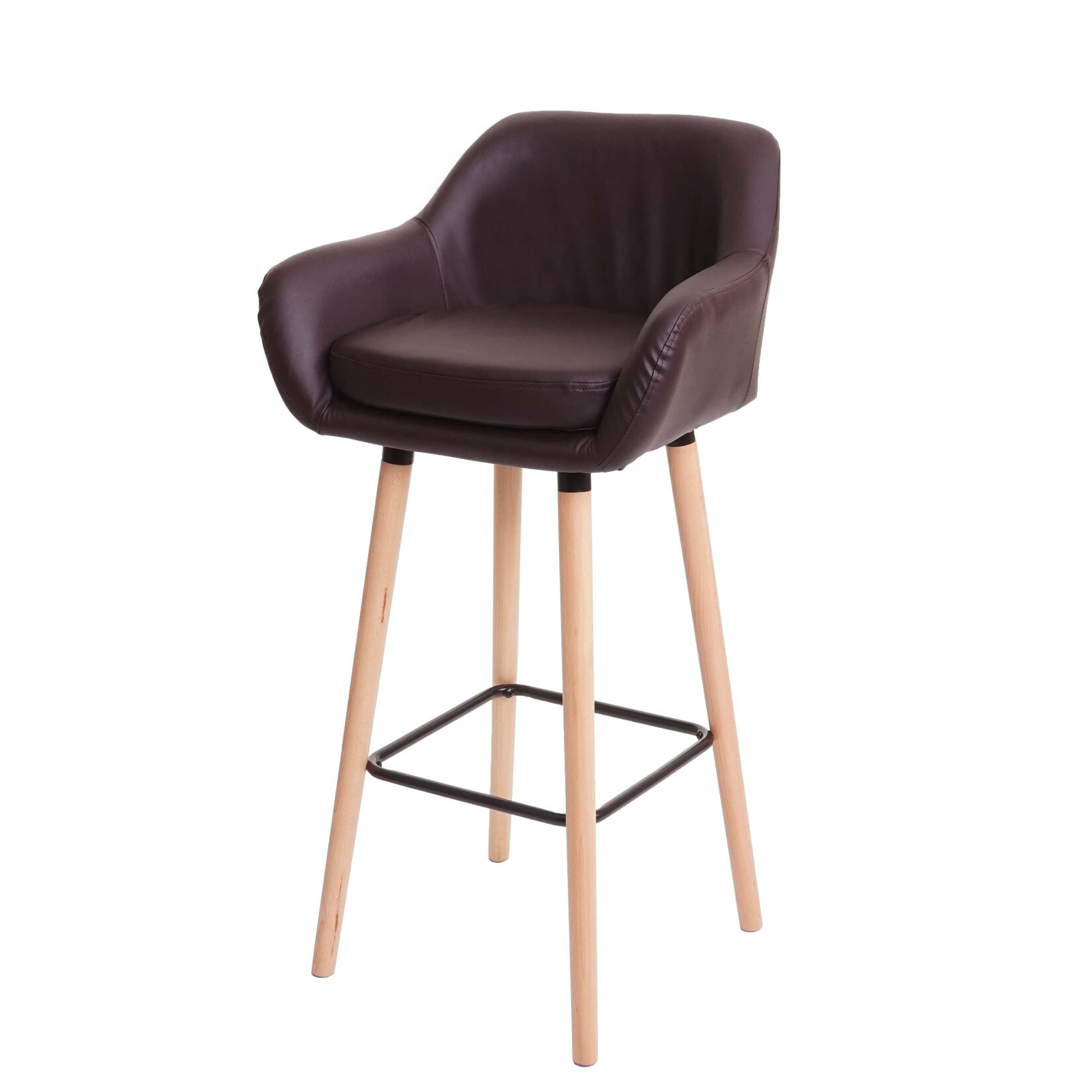 Barhocker Vaasa T381, Barstuhl Tresenhocker MVG-zertifiziert ~ Kunstleder, braun